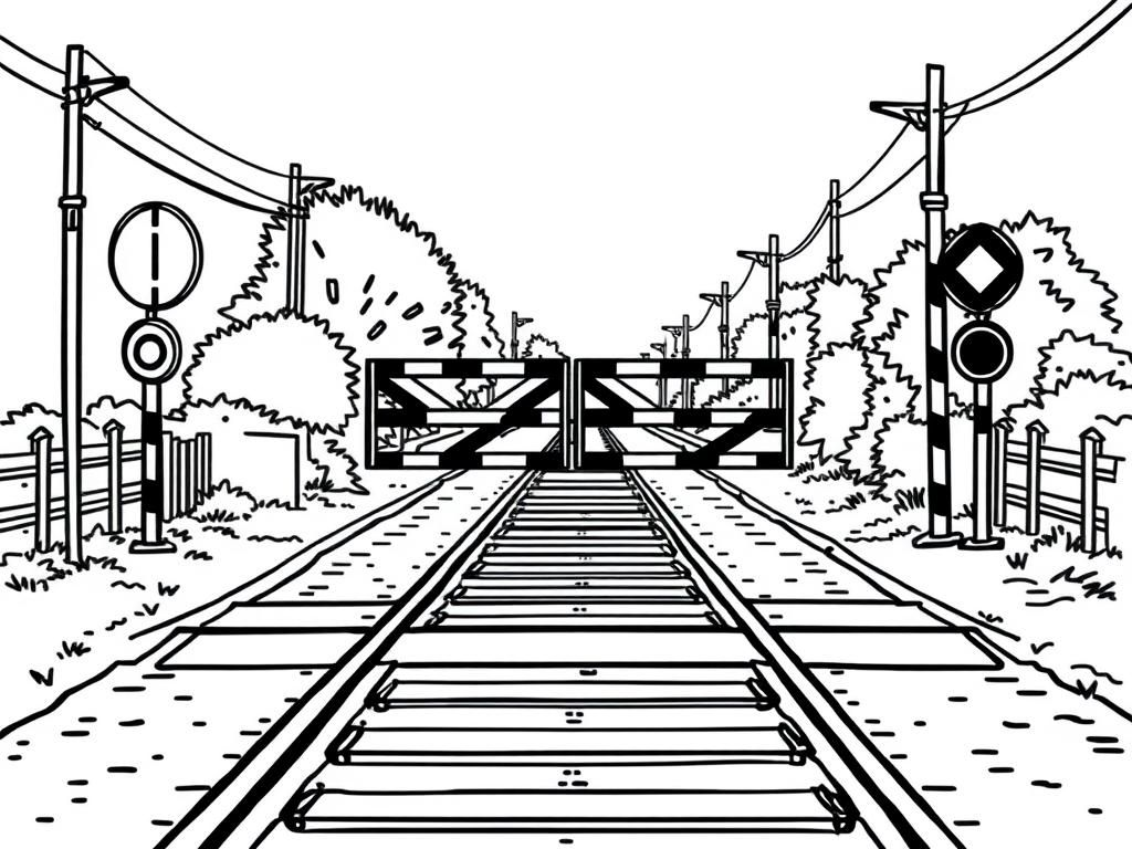Train Crossing Coloring Page Free Printable Coloring Page