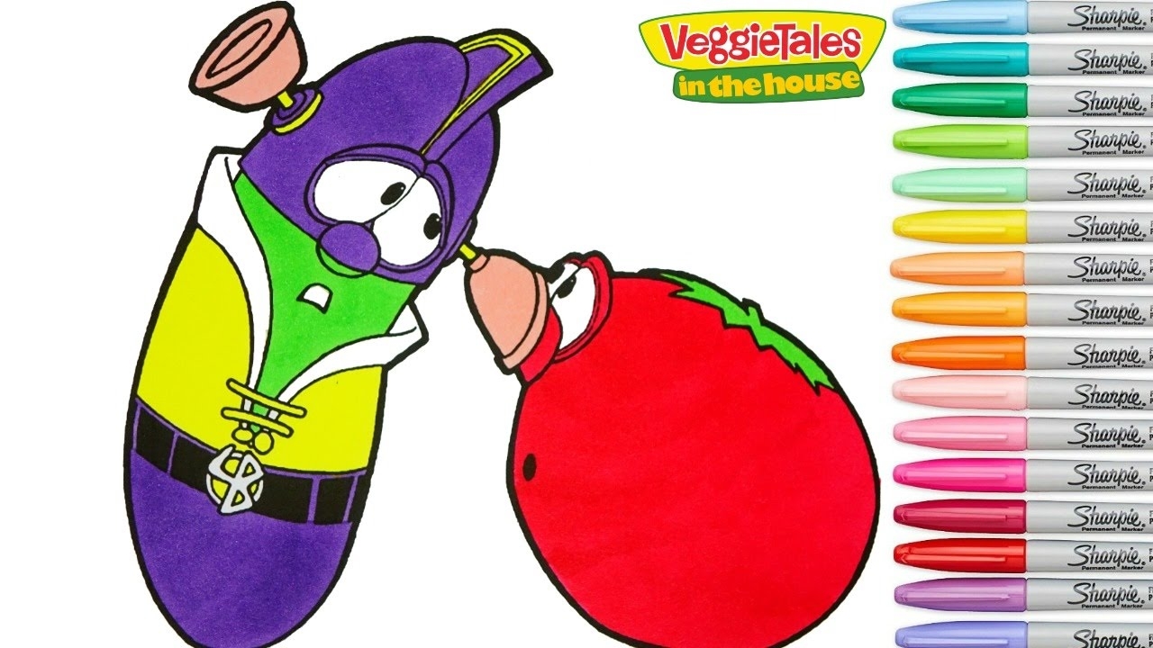 Veggie Tales Coloring Book Larry Boy Bob The Tomato Coloring Pages Rainbow Splash YouTube