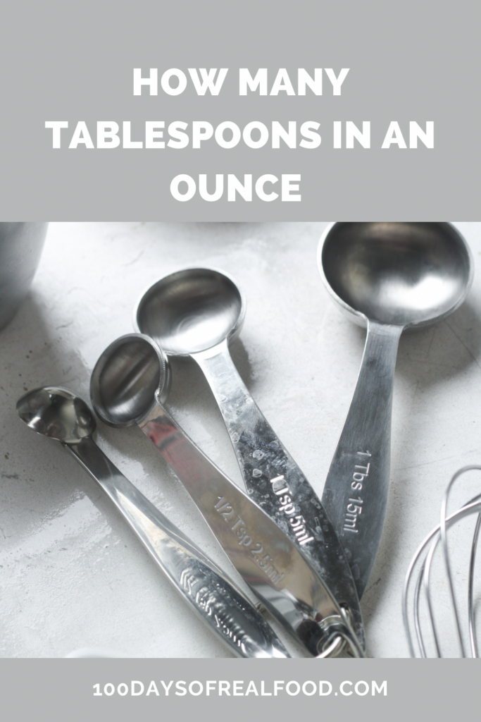 Conversion table showing tablespoons to ounces