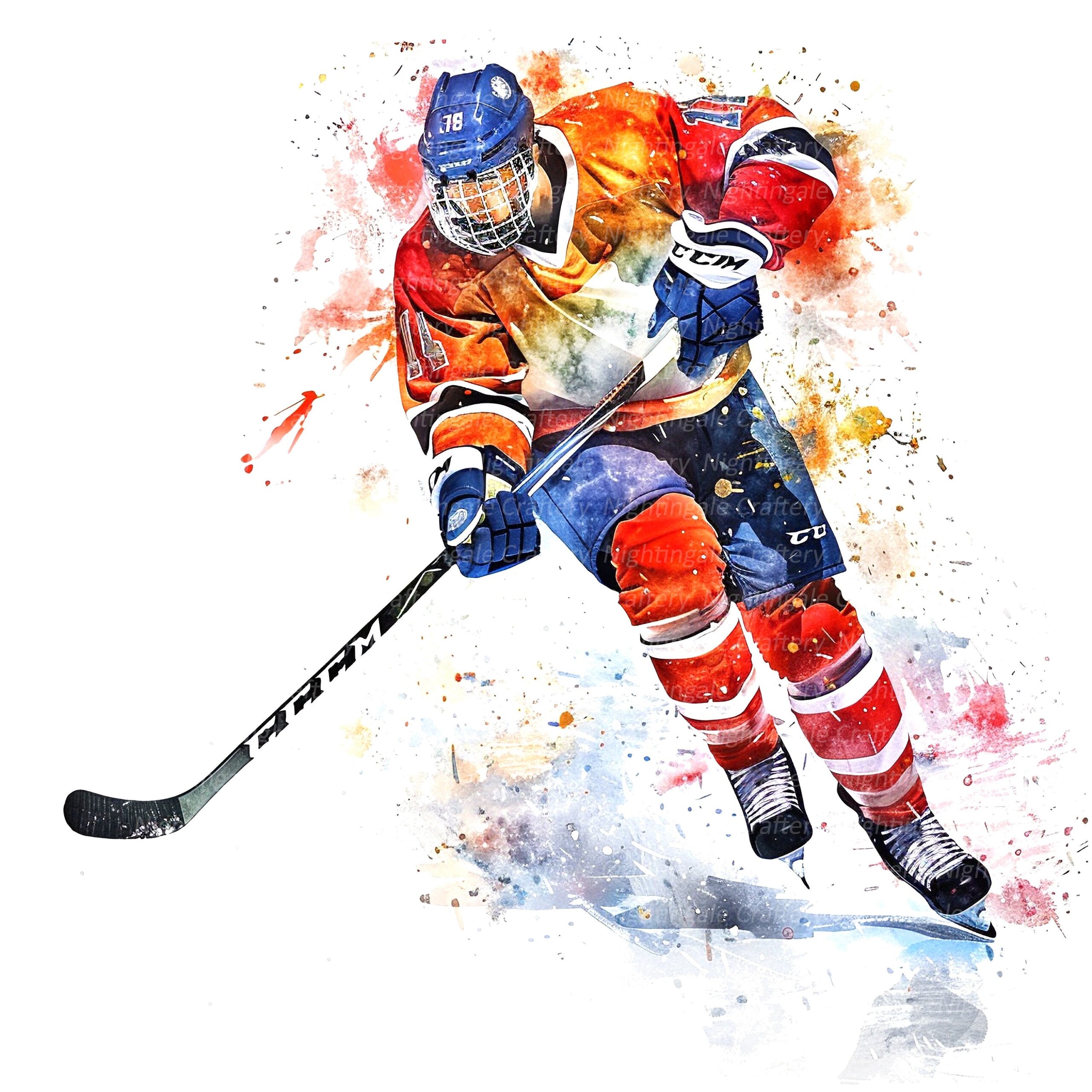11 Ice Hockey Clipart Ice Hockey Player Printable Watercolor Clipart High Quality Jpg pngs Digital Download Paper Craft Sublimation Etsy