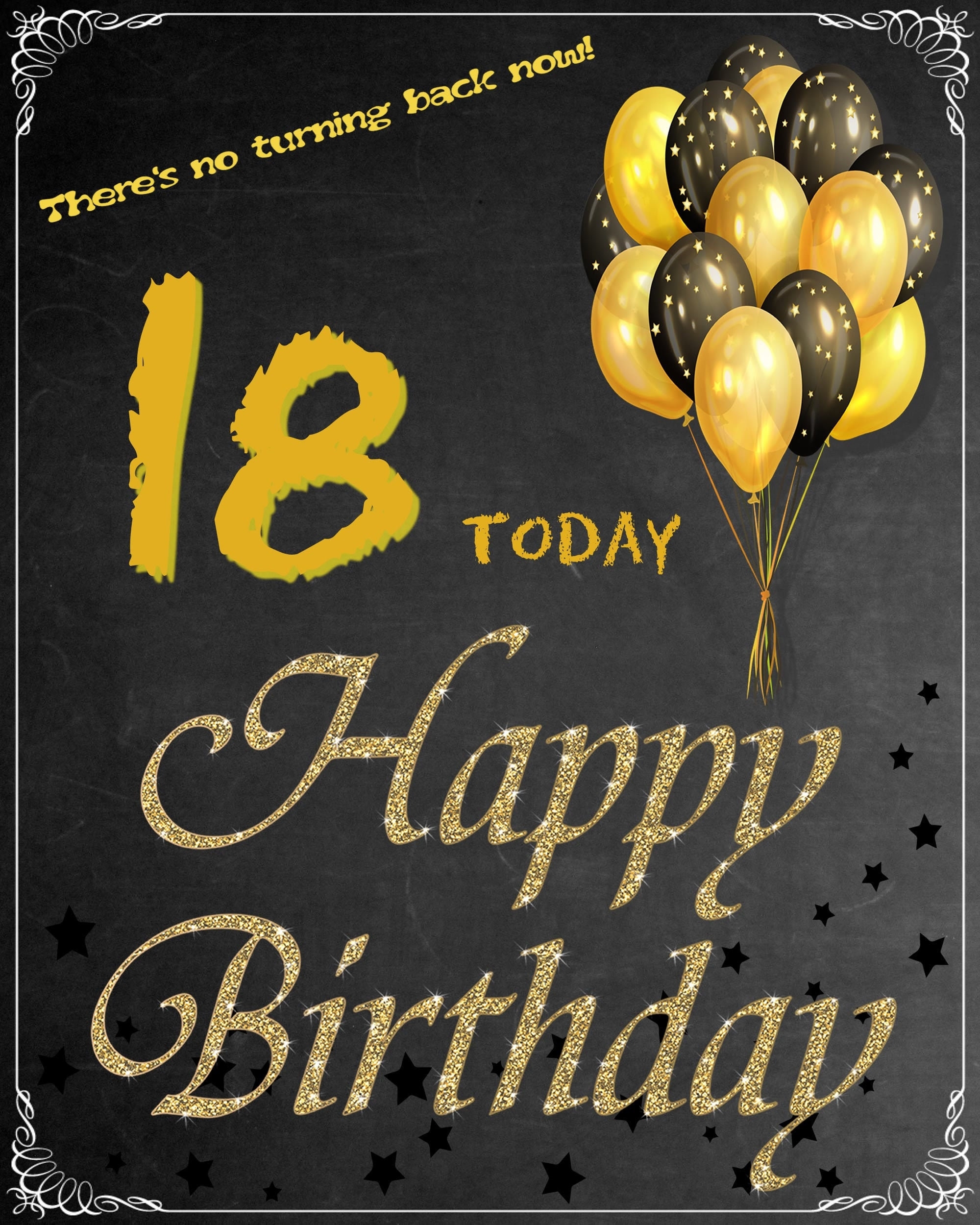 18th Birthday Chalkboard Poster Happy 18th Birthday Anniversary Sign Printable Poster Digital File Only Etsy