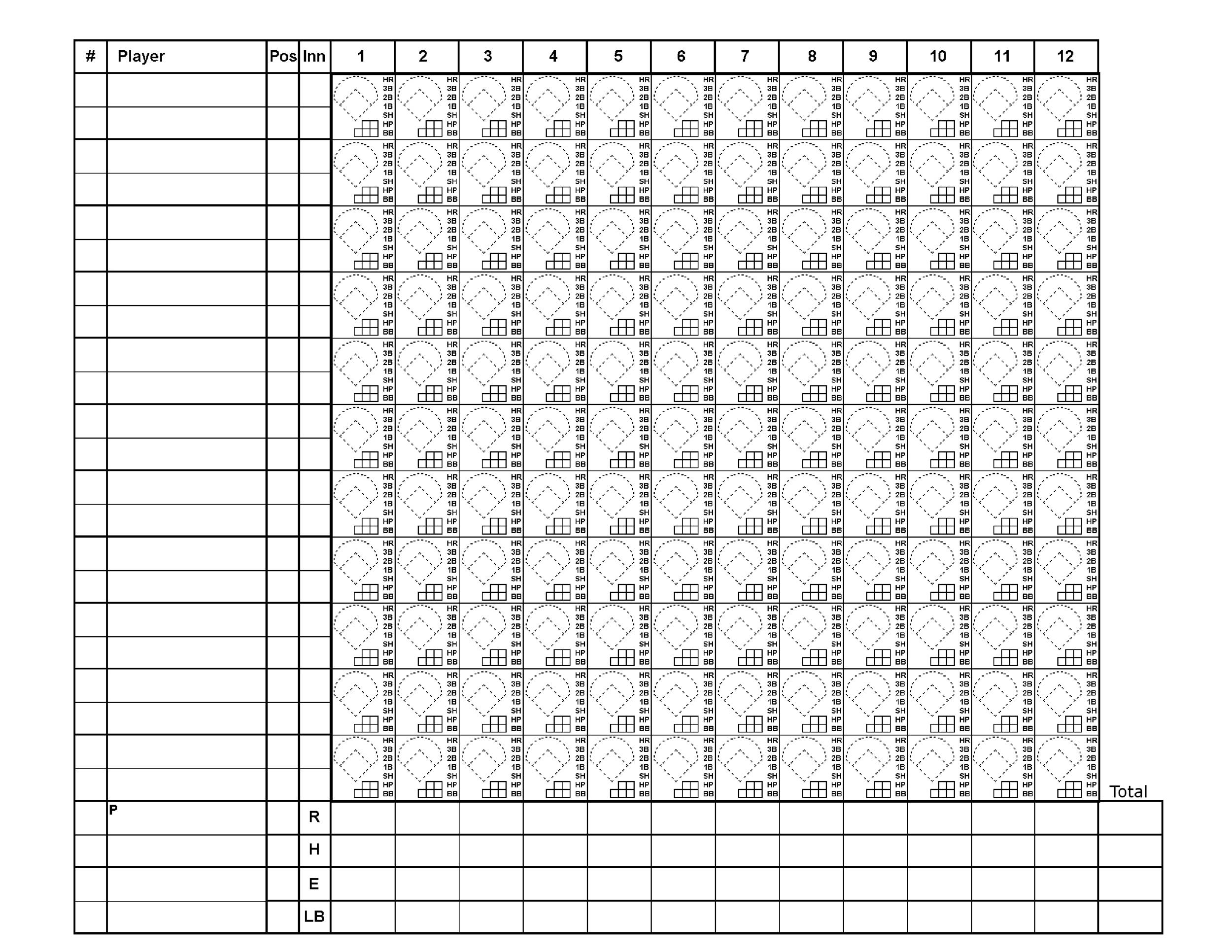 Printable Baseball Score Sheet