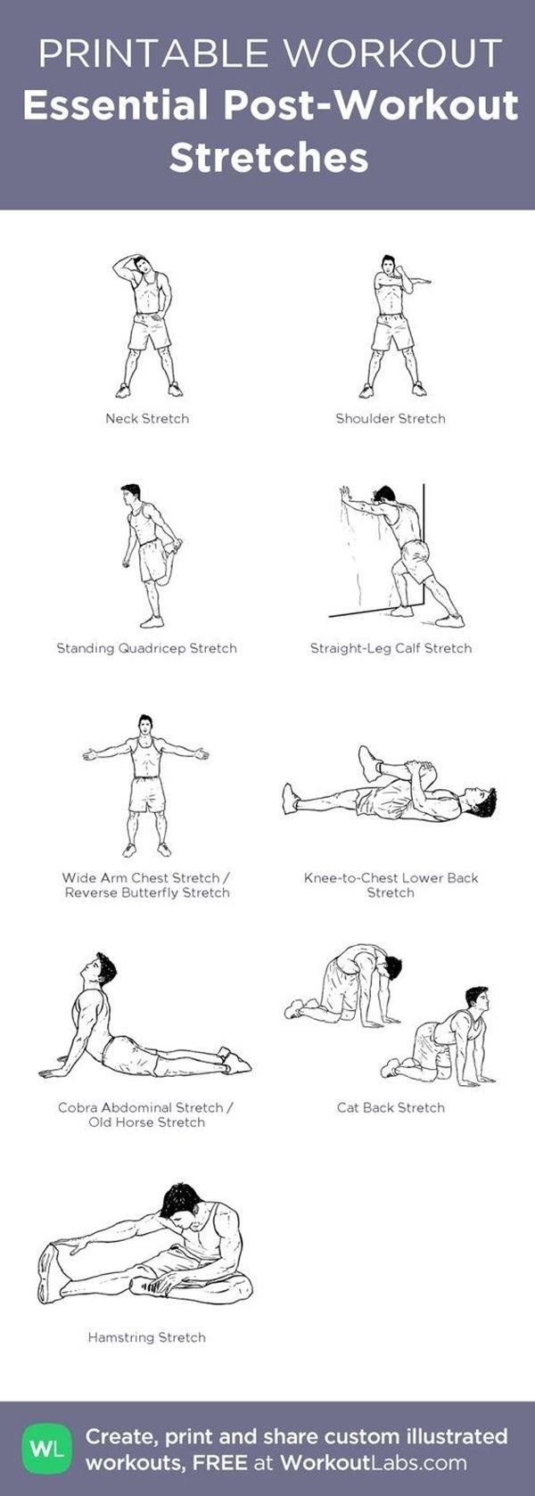 40 Charts Of Post Workout Stretches To Prevent Injuries