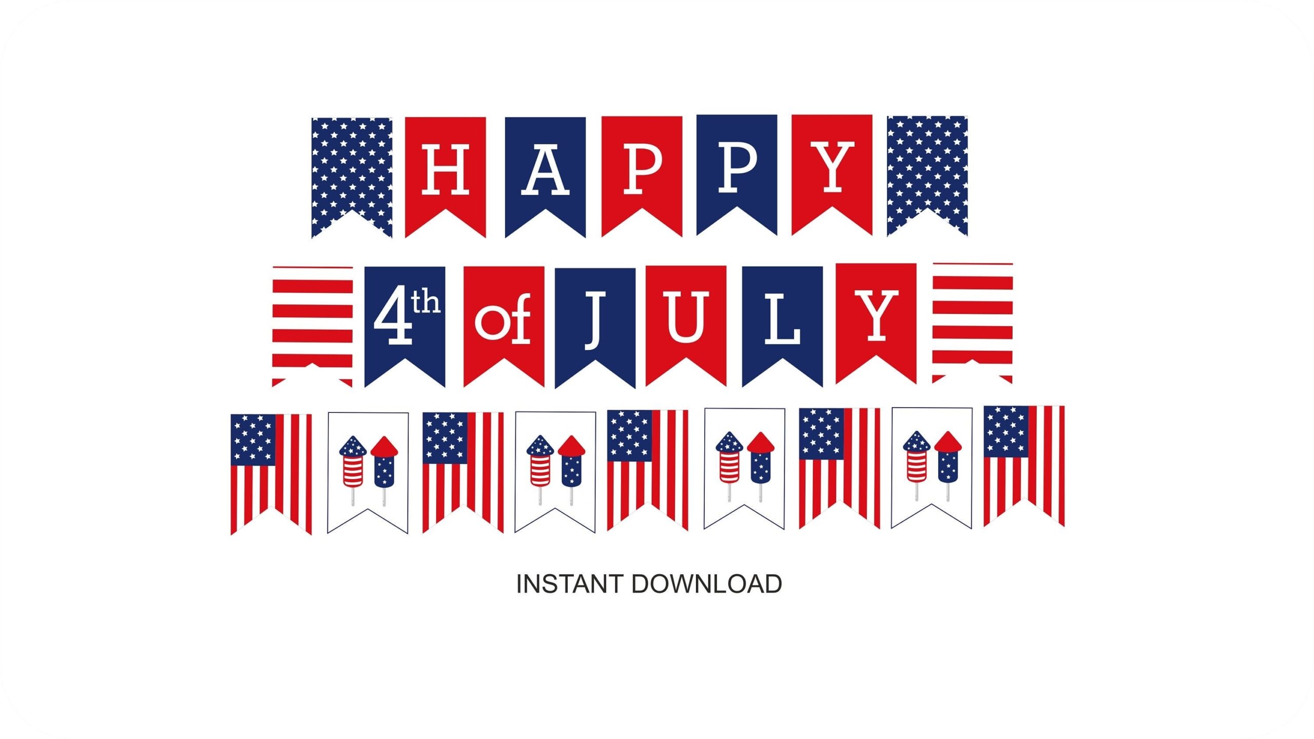 4th Of July Banner Printable 4th Of July Decorations Printable Fourth Of July Banner 4th Of July Bunting Printable PDF Patriotic Etsy