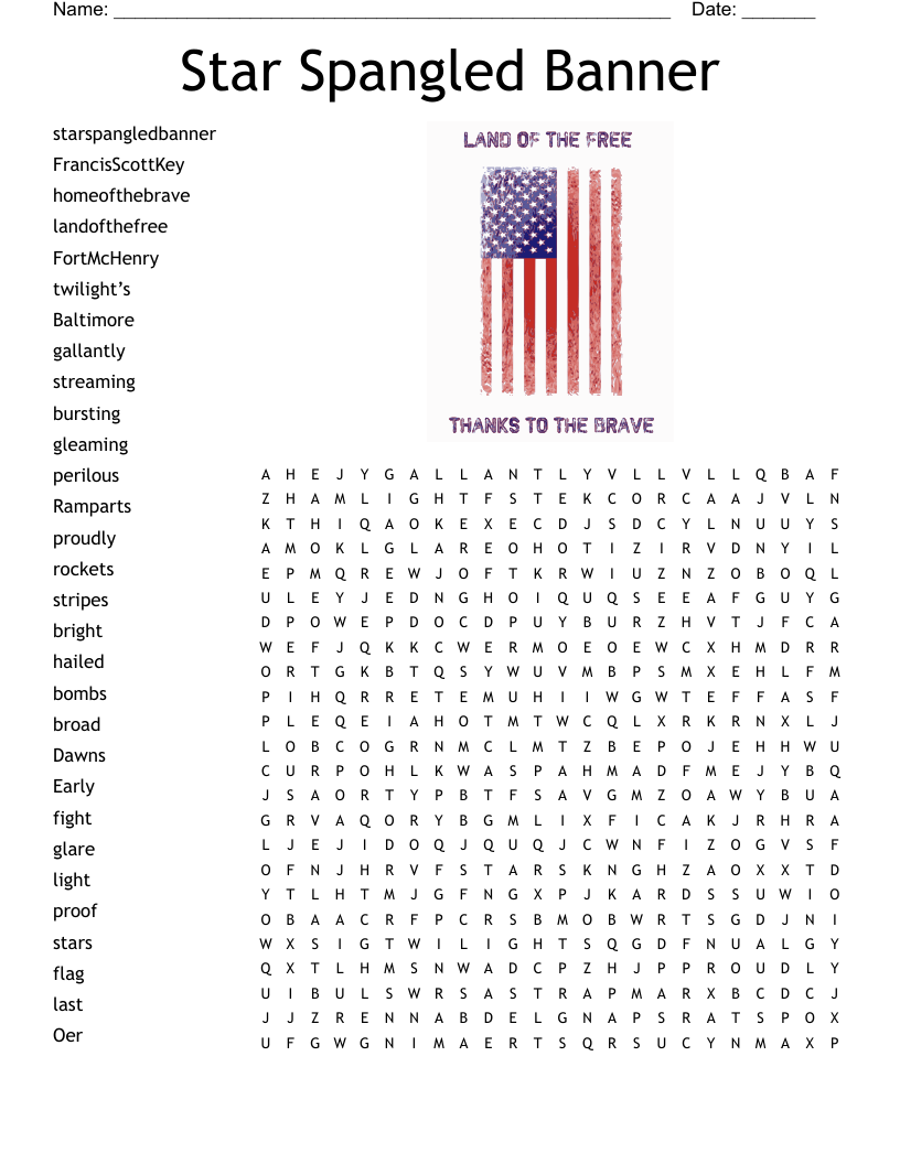 star spangled banner quiz printable