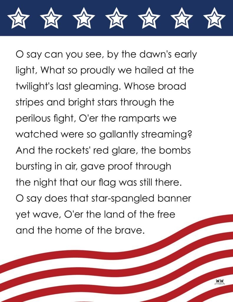 printable star spangled banner lyrics