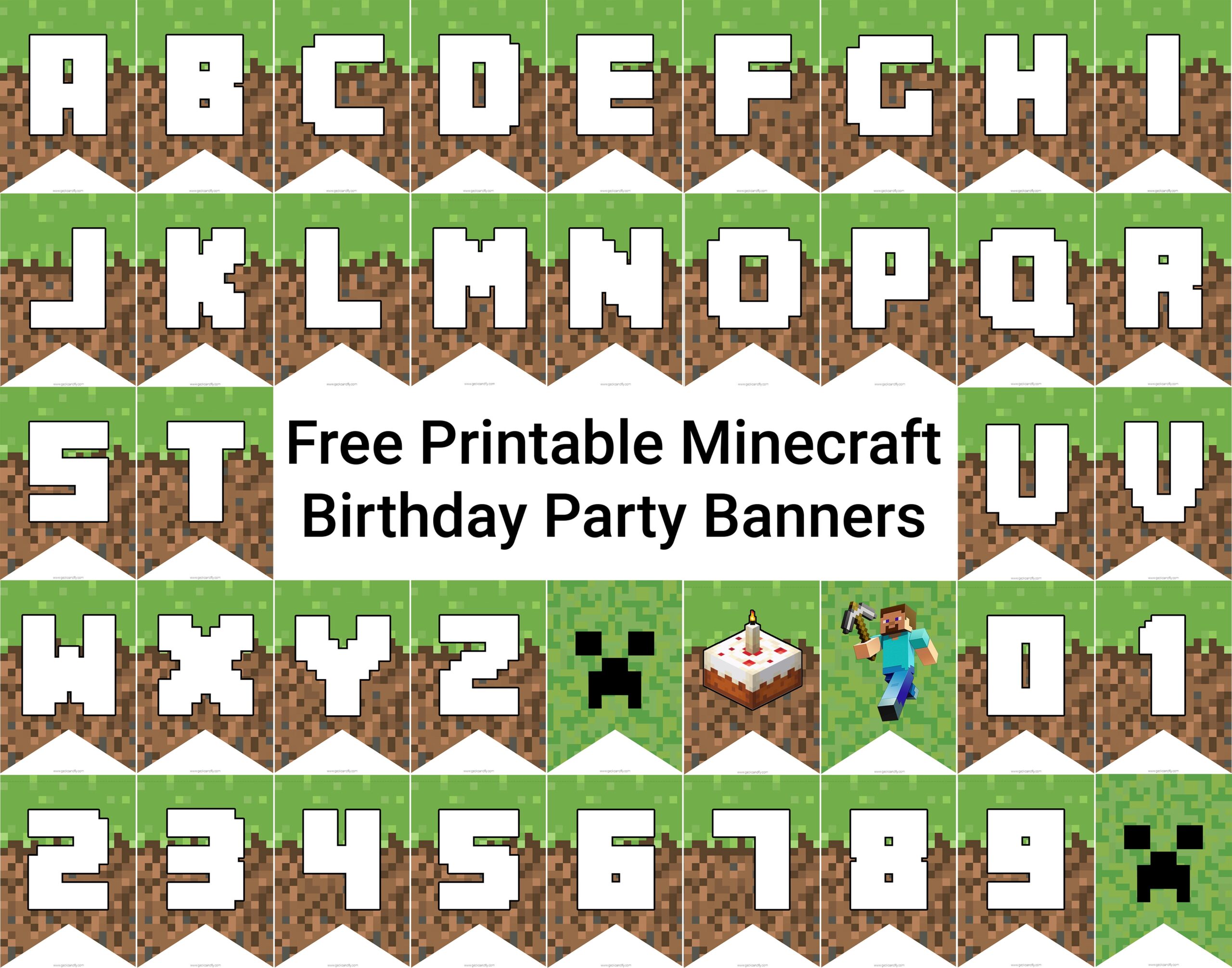 8 Free Printable Minecraft Birthday Party Banners Decorations Cards And More