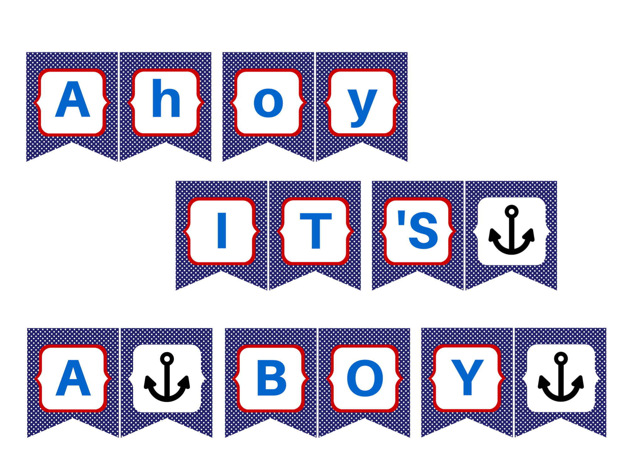 Ahoy It s A Boy Banner Red Blue Magical Printable