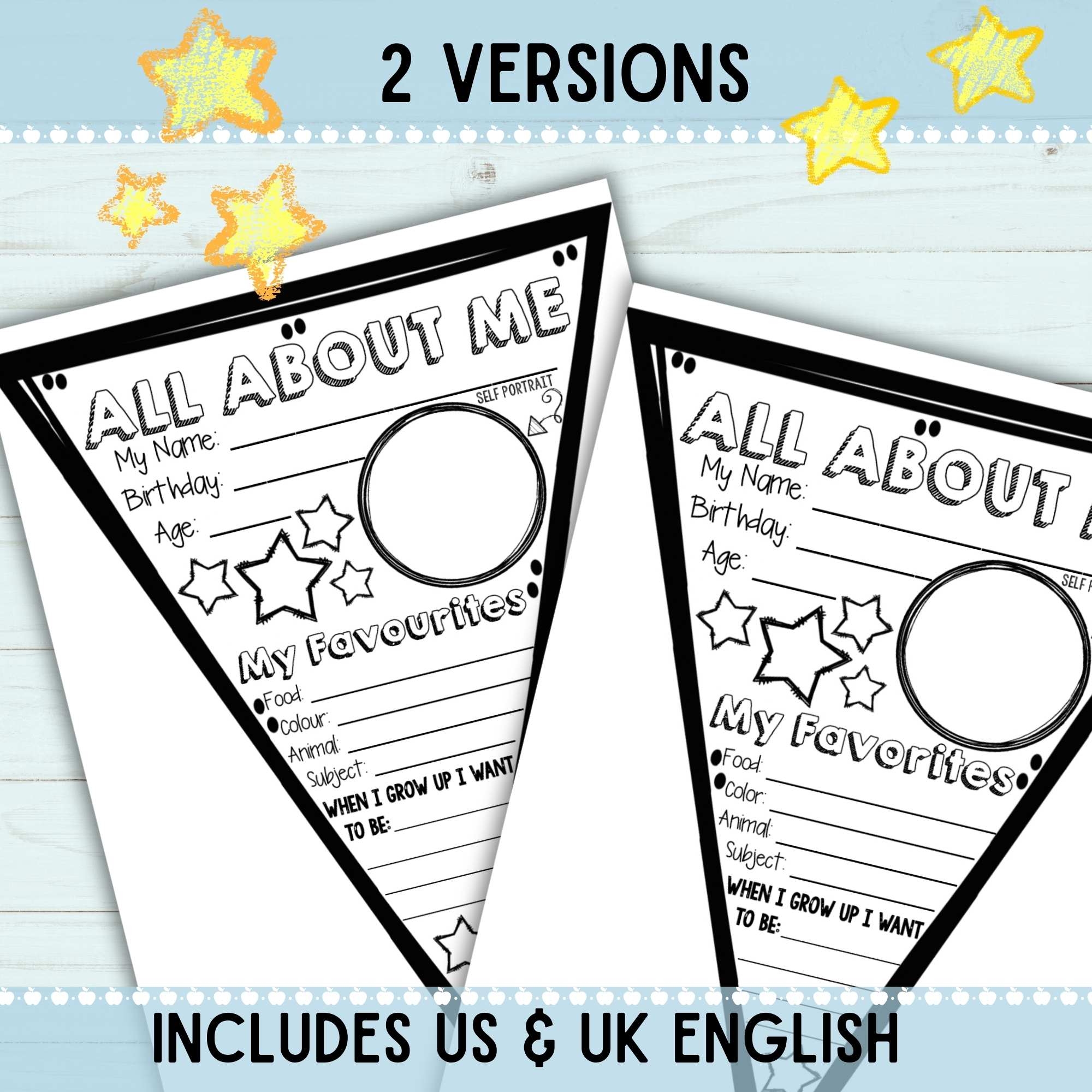 All About Me Banner Lightly Sketched