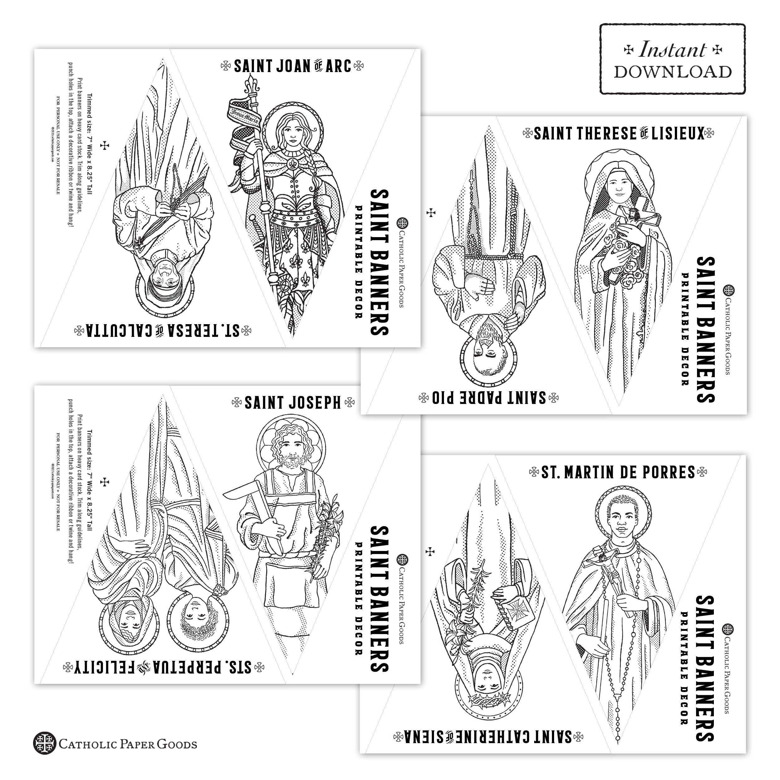 All Saints Day Banner Coloring Page Saint Banners Printable Banner All Saints Party Decor Printable Saint Banners All Saints Day Decor