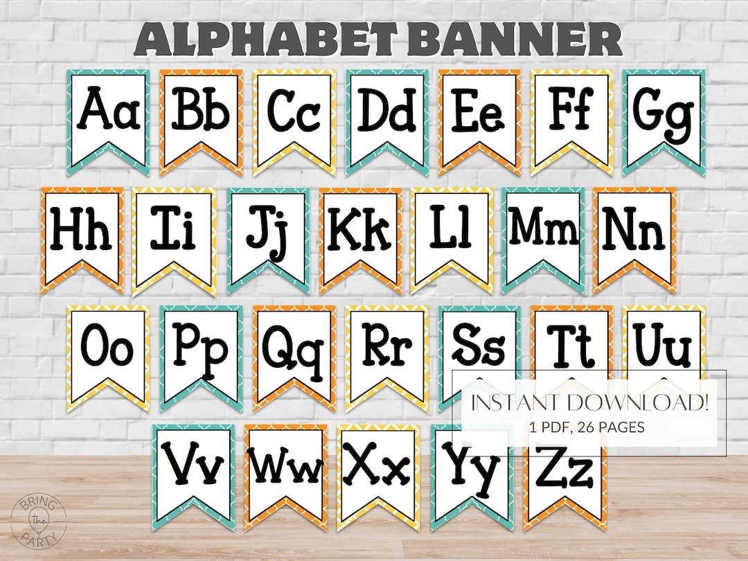 ALPHABET BANNER Classroom Word Wall ABC Classroom Decor Teacher Banner Instant Download Etsy