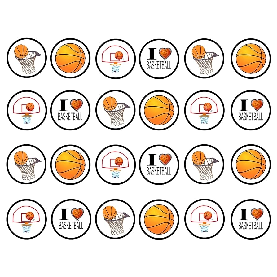 Amazon 48 Basketball Cupcake Toppers Mini Basketball Cake Toppers Edible Edible Sports Fan Cake Decorations All Stars Cupcake Decoration 48 X 1 18 Inch 3cm Uncut Grocery Gourmet Food