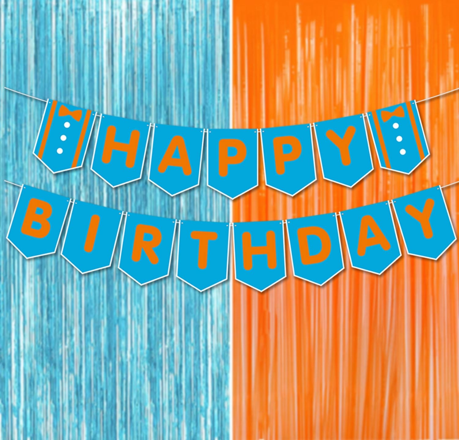 Amazon Birthday Decoratoins Pre Strung Happy Birthday Banner Blue Orange DIY English Teacher Party Decor For Bday Baby Shower Fire Truck Fireman Decortion Toys Games