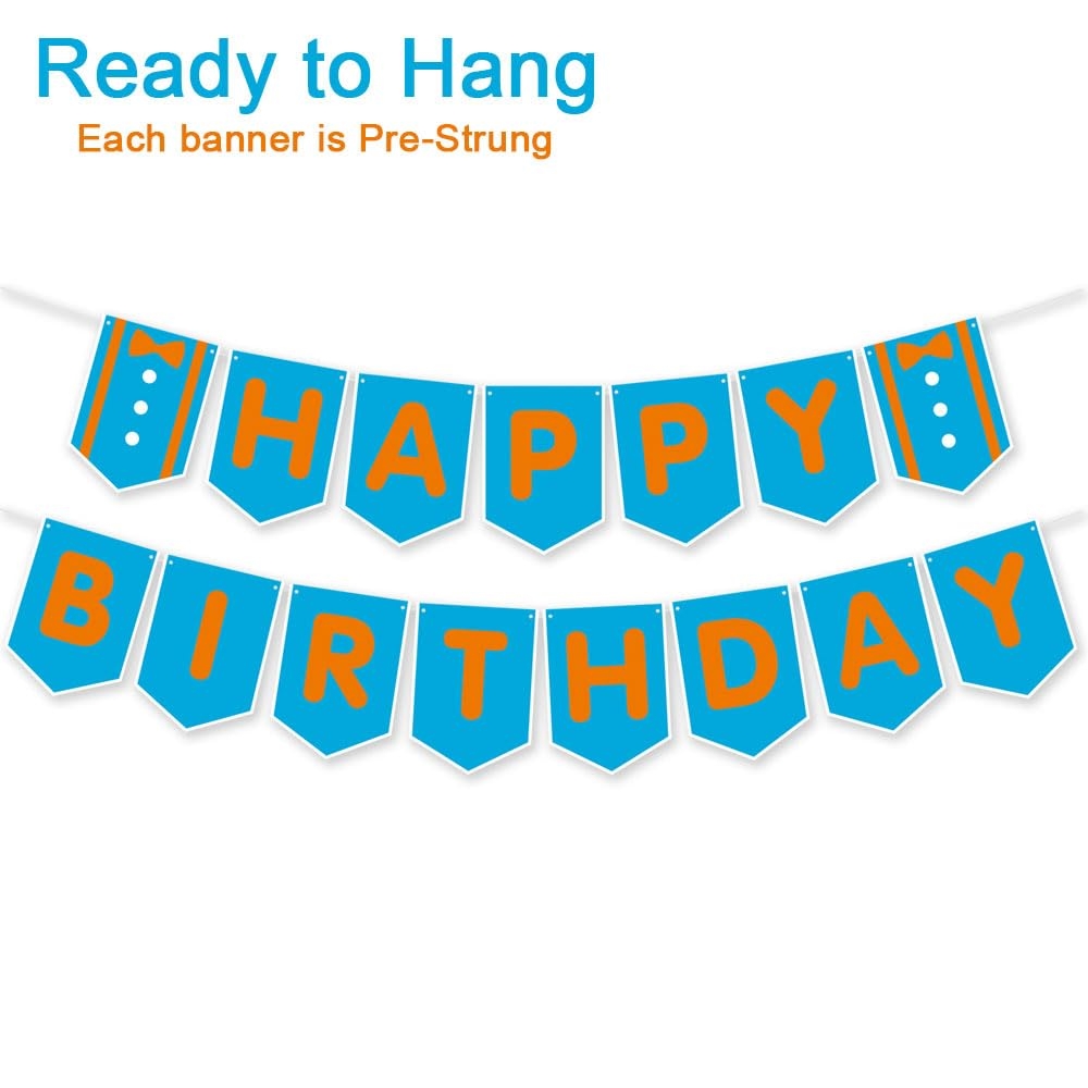 Amazon Birthday Decoratoins Pre Strung Happy Birthday Banner Blue Orange DIY English Teacher Party Decor For Bday Baby Shower Fire Truck Fireman Decortion Toys Games