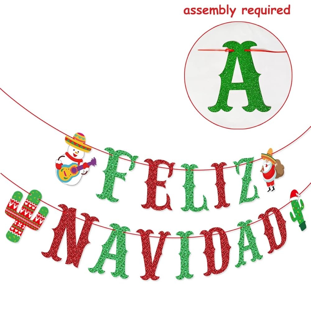 Amazon Feliz Navidad Spanish Christmas Banner Feliz Navidad Hanging Swirls For Spanish Christmas Decorations Home Kitchen