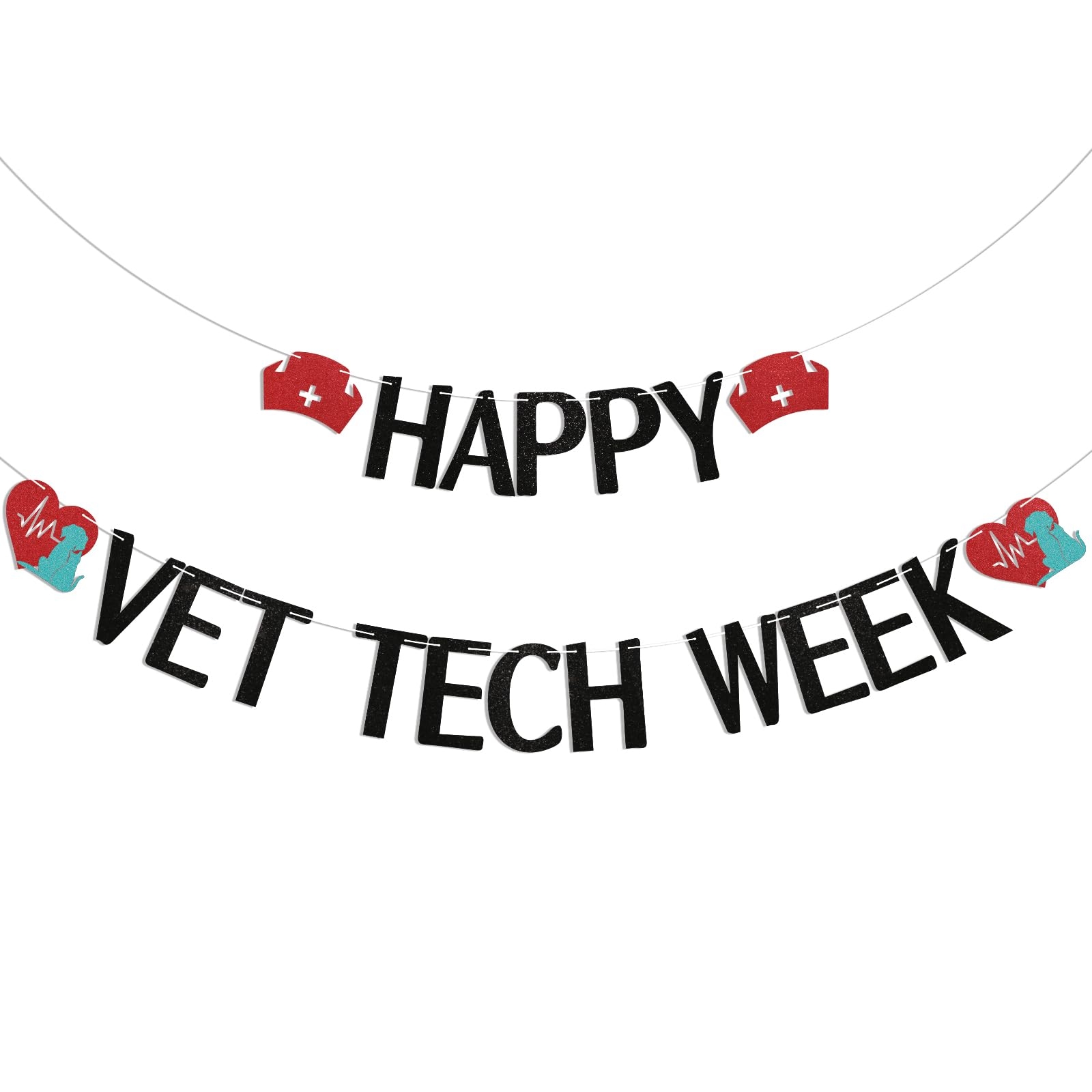 Amazon Happy Vet Tech Week Banner Vet Technician Week Sign Veterinary Technician Week Decorations Black Glitter Toys Games