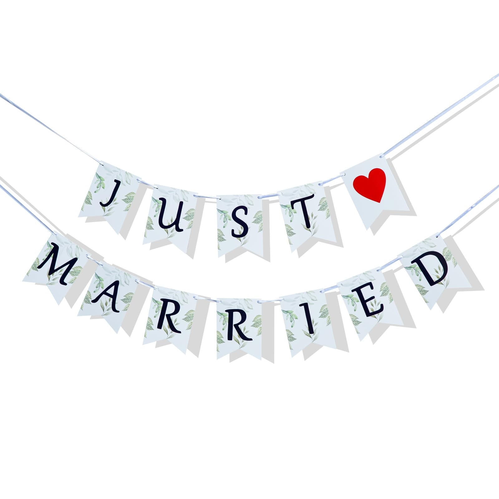 Amazon Just Married Banner Just Married Sign Green Leaf Border Newlywed Banner Romantic Wedding Photo Props Wedding Reception Party Or Car Decor For Bridal Shower Bachelorette Party Photo Props Home 