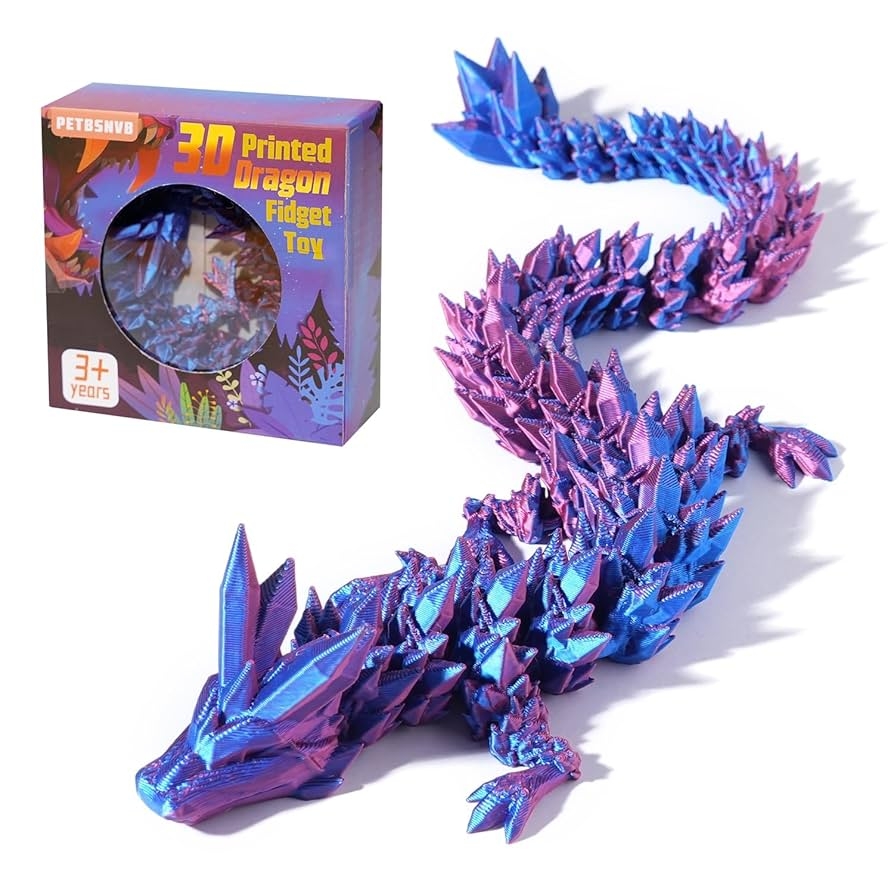 Amazon PETBSNVB 12 3D Printed Dragon Articulated Dragon Crystal Dragon Dragon Fidget Toy Home Office Decor Executive Desk Toy Purple Toys Games