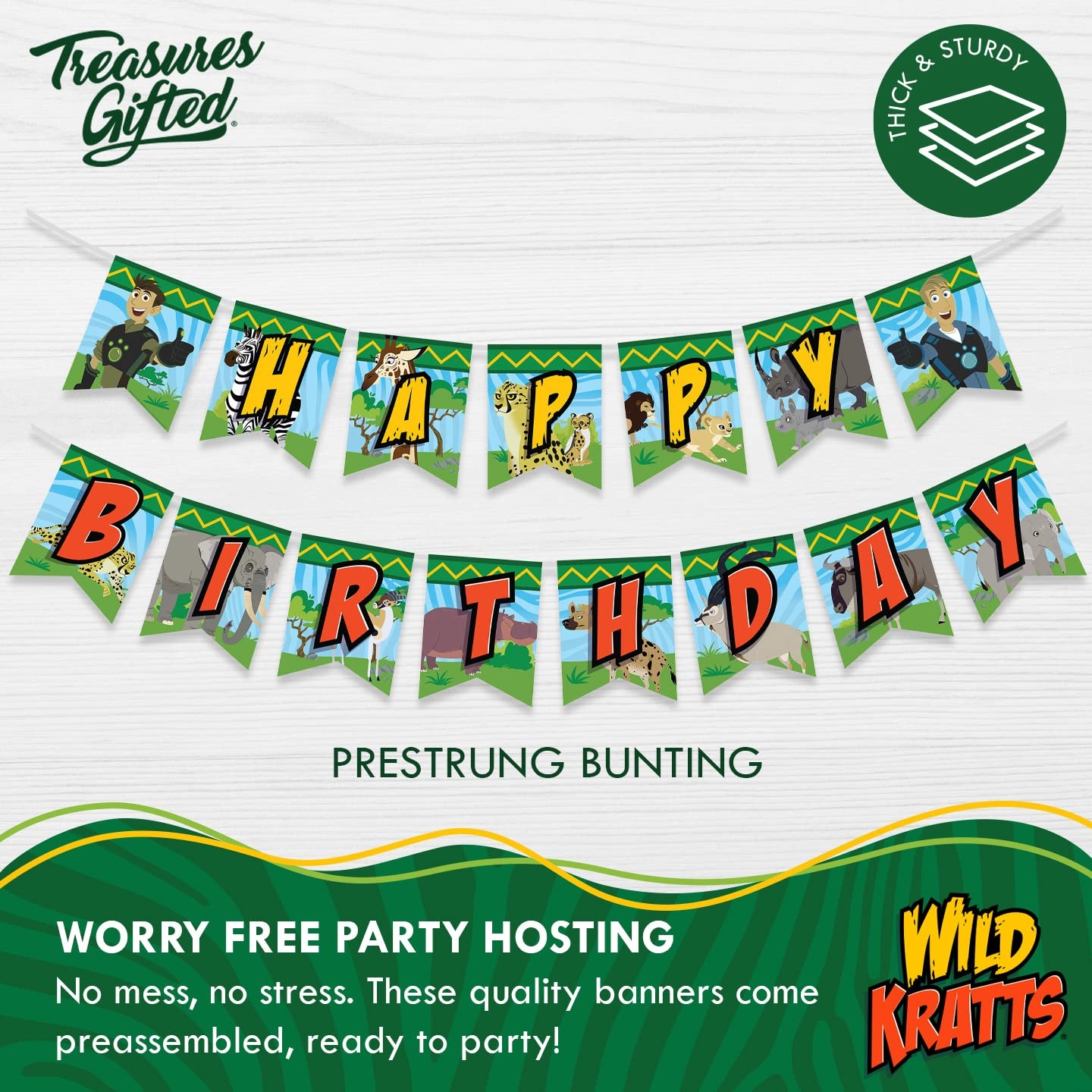 Amazon Treasures Gifted Officially Licensed Wild Kratts Birthday Party Supplies 1 Pre strung Happy Birthday Banner Wild Kratts Birthday Party Supplies Toys Games