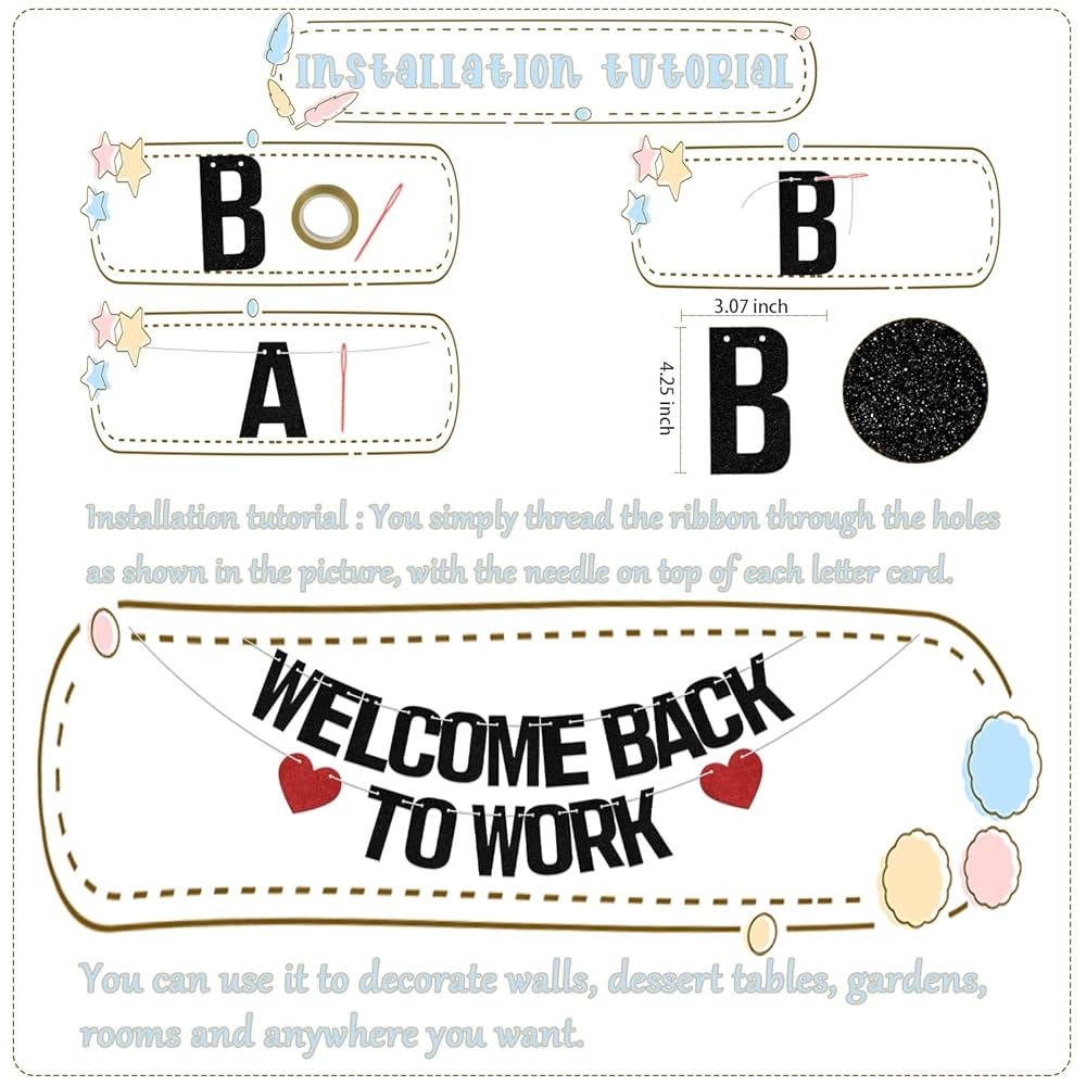 Amazon Welcome Back To Work Banner Welcome Back Decorations Office Work Party Decorations Supplies Black Toys Games