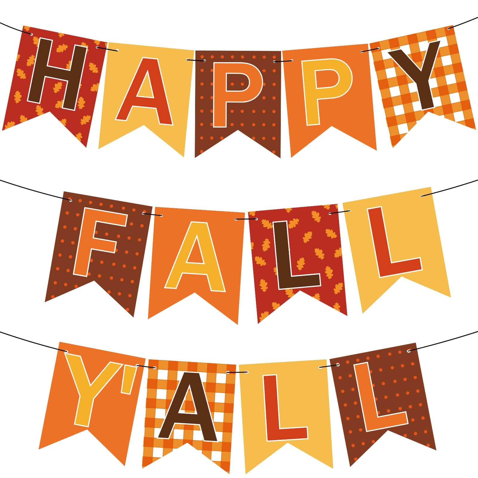 Amazon Whaline 3Pcs Happy Fall Y all Paper Banner Fall Classroom Banner Pre Assembled Autumn Harvest Bunting Garland Celebration Hanging Decorations For Thanksgiving Party Supplies Decoration Office Products