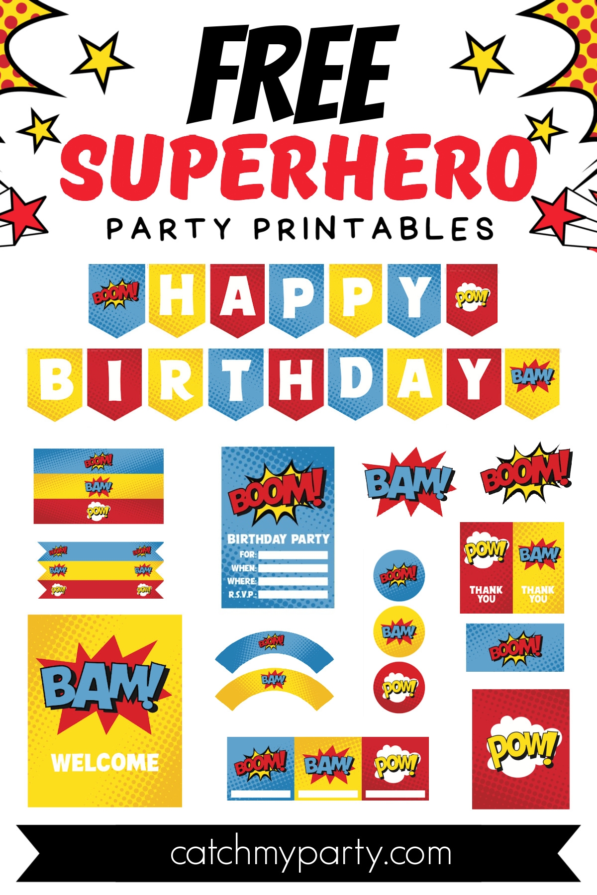 Superhero Birthday Banner Free Printable