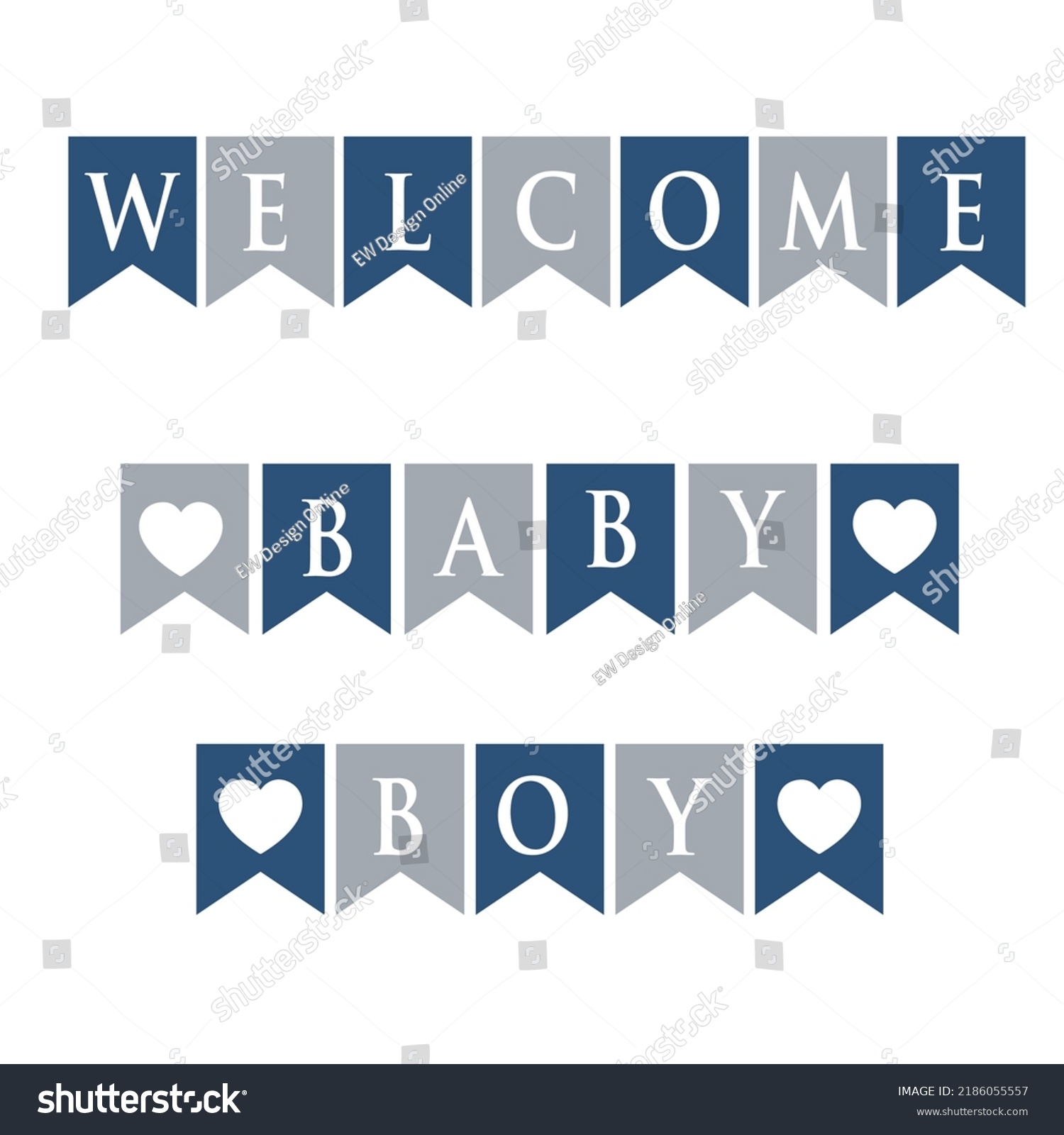 Baby Boy Baby Shower Bunting Banner Stock Vector Royalty Free 2186055557 Shutterstock