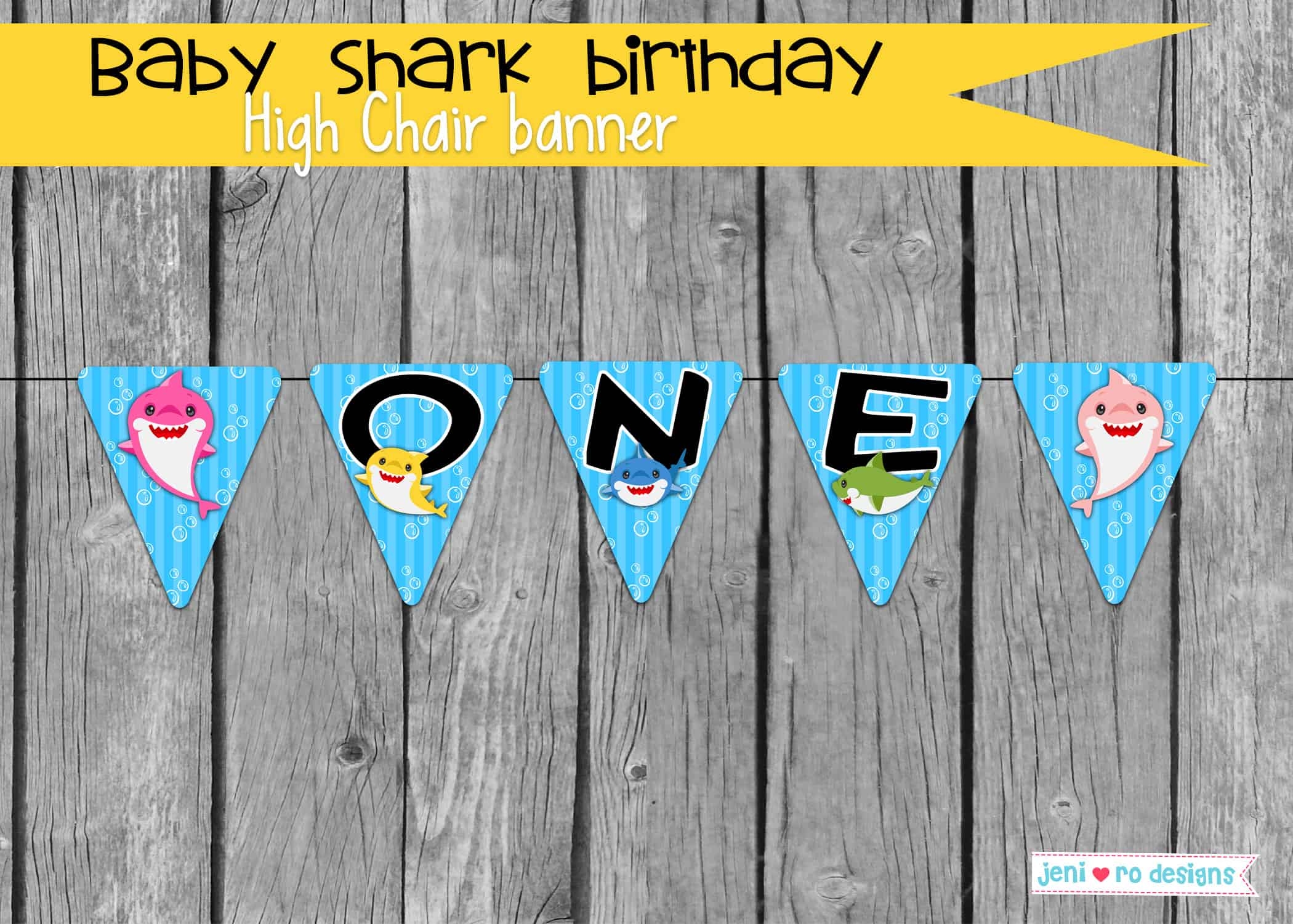 Baby Shark Birthday Party Printable High Chair Banner