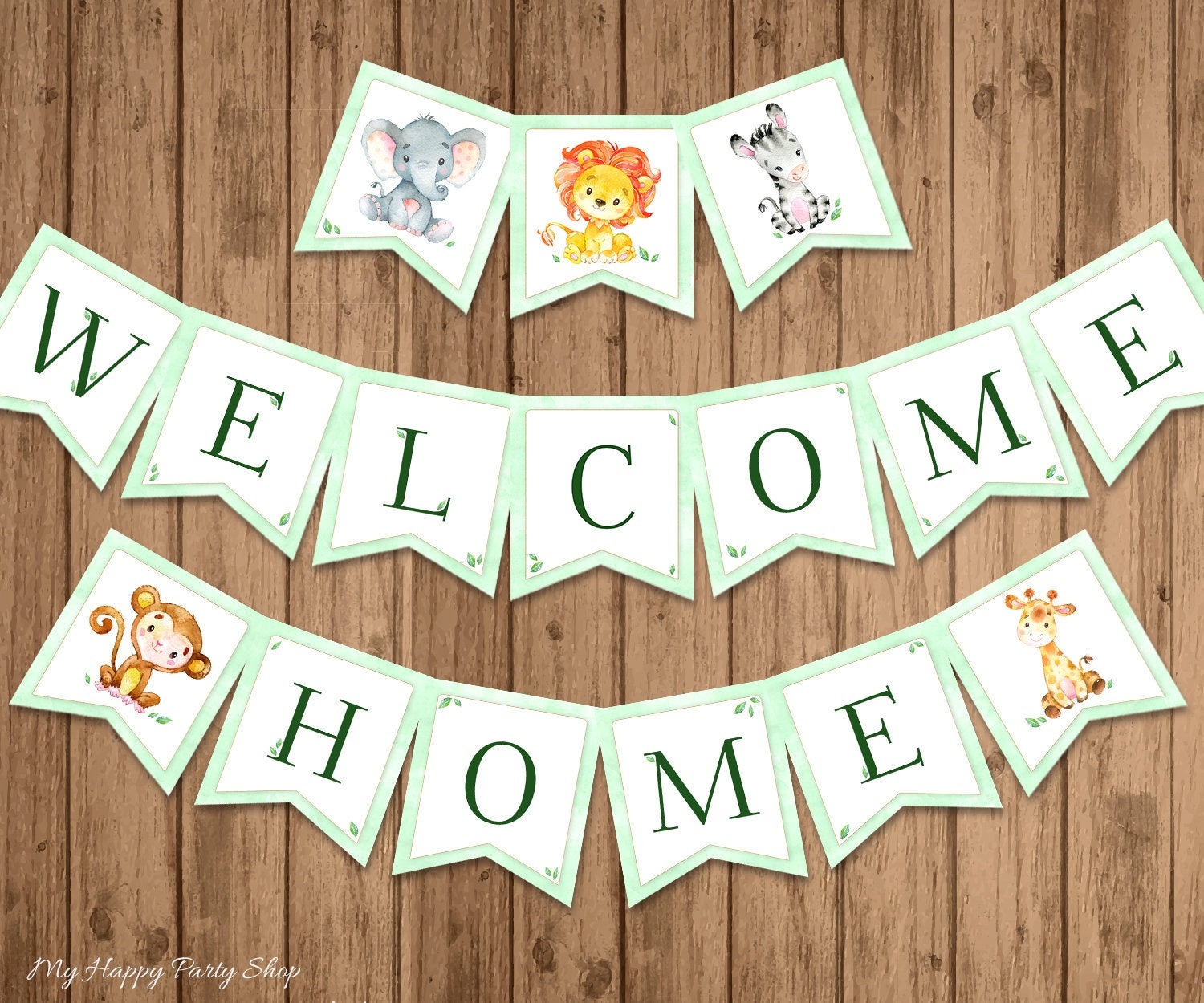 Baby Welcome Home Banner PRINTABLE Safari Baby Shower Banner Welcome Baby Jungle Animals INSTANT DOWNLOAD Digital 16 Flags BSU062 Etsy