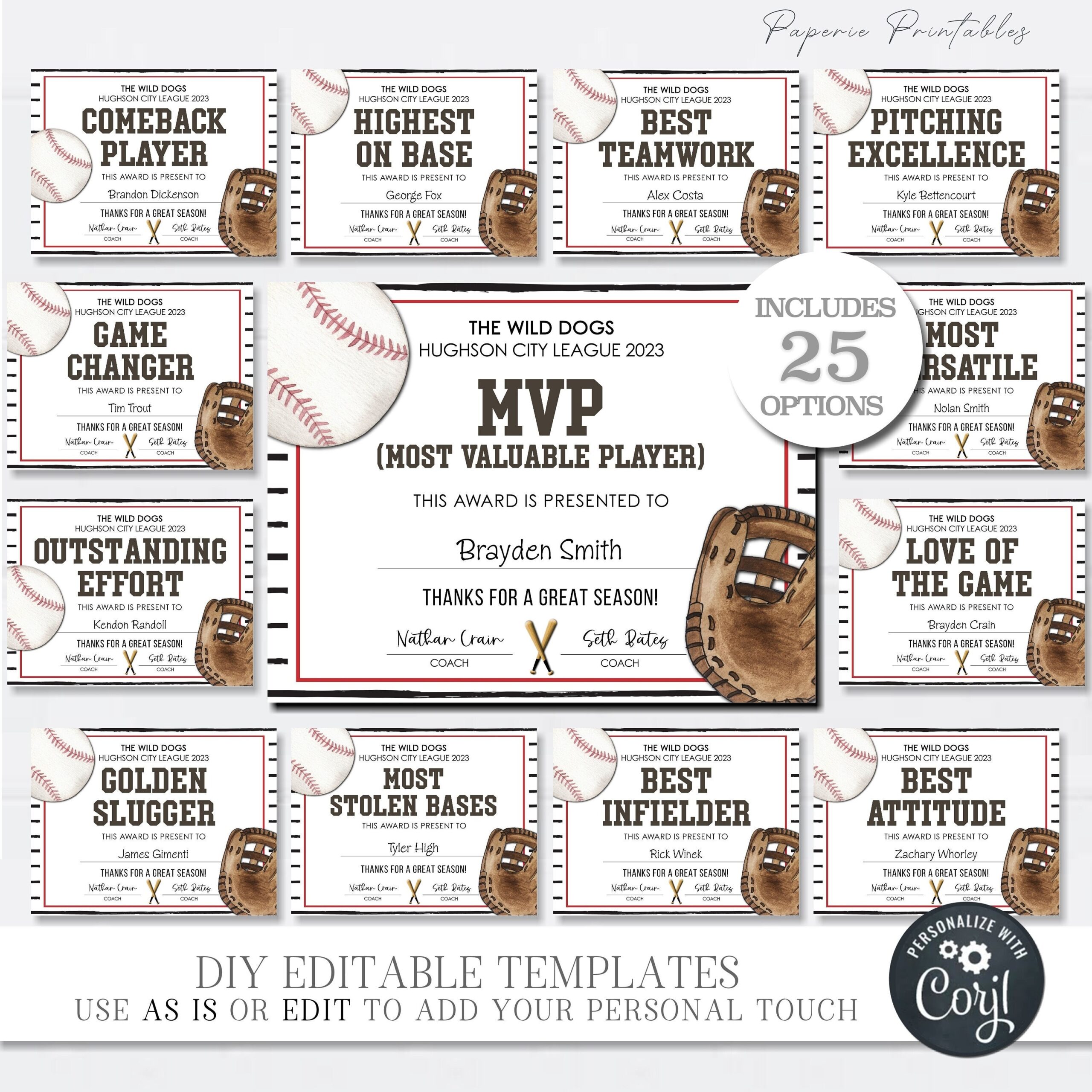 Baseball Awards Printable Printable Party Favors