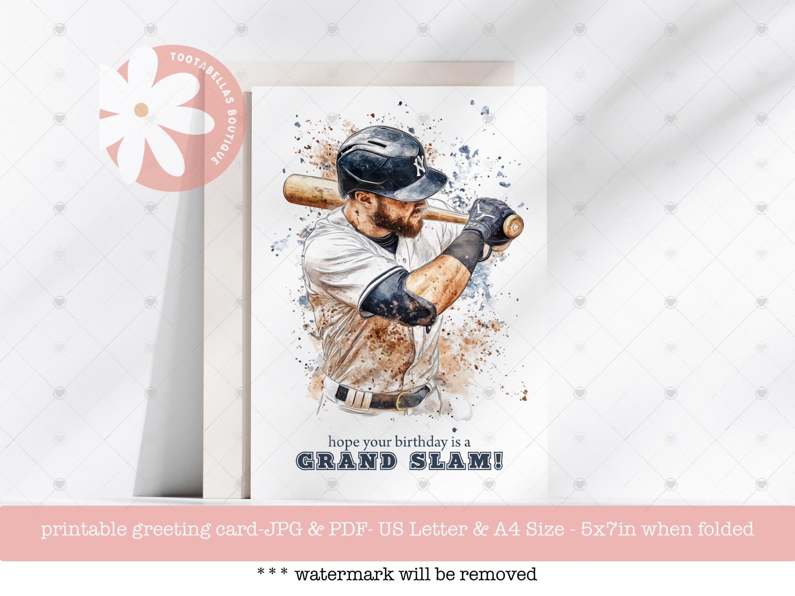 Baseball Birthday Card 5x7 Instant Download Printable Sports Card Hope Your Birthday Is A Grand Slam Ball Game Birthday Wishes Etsy