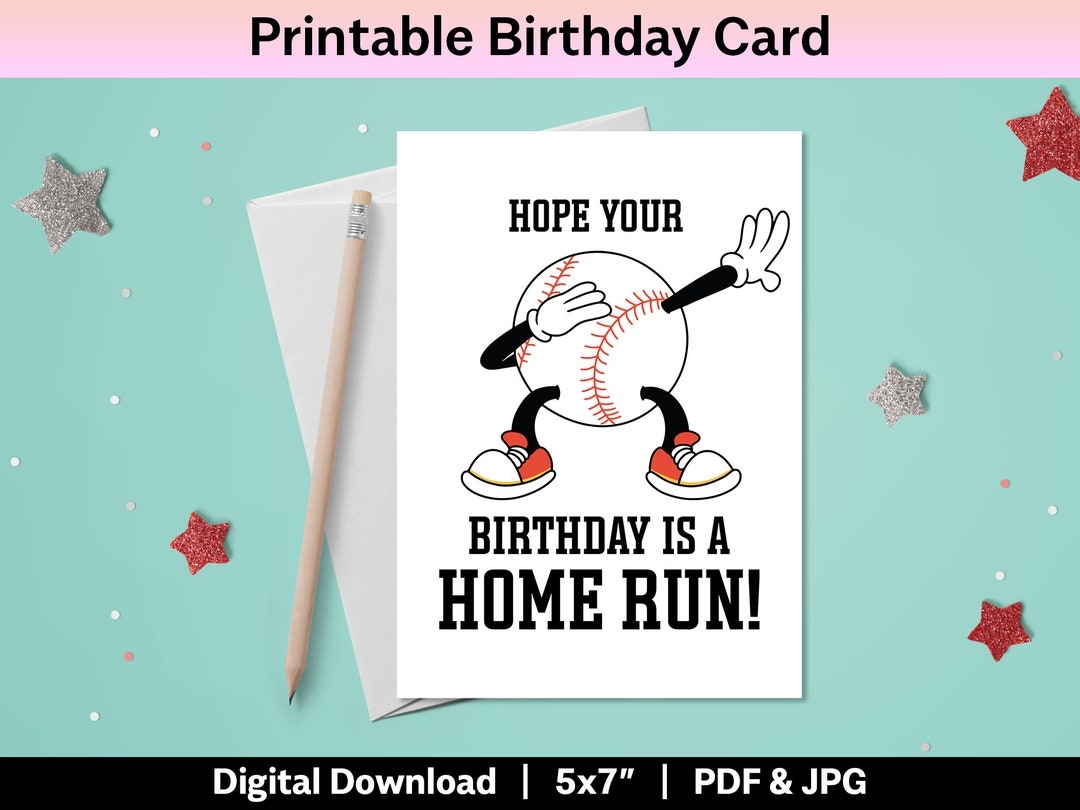 Baseball Birthday Card Printable Happy Birthday DIY Card For Son Brother Boyfriend Instant Download Funny Baseball Pun Print Out 5x7 Card Etsy