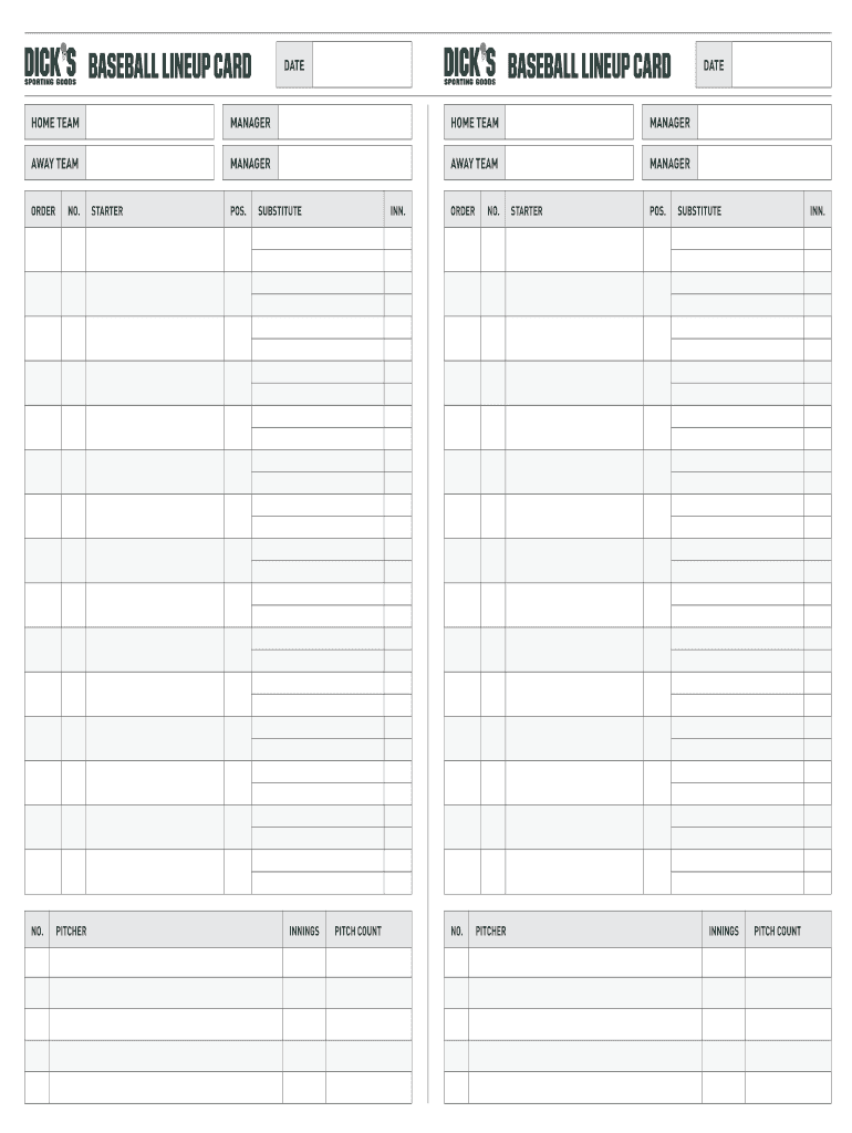 Baseball Lineup Template Fillable Fill Online Printable Fillable Blank PdfFiller