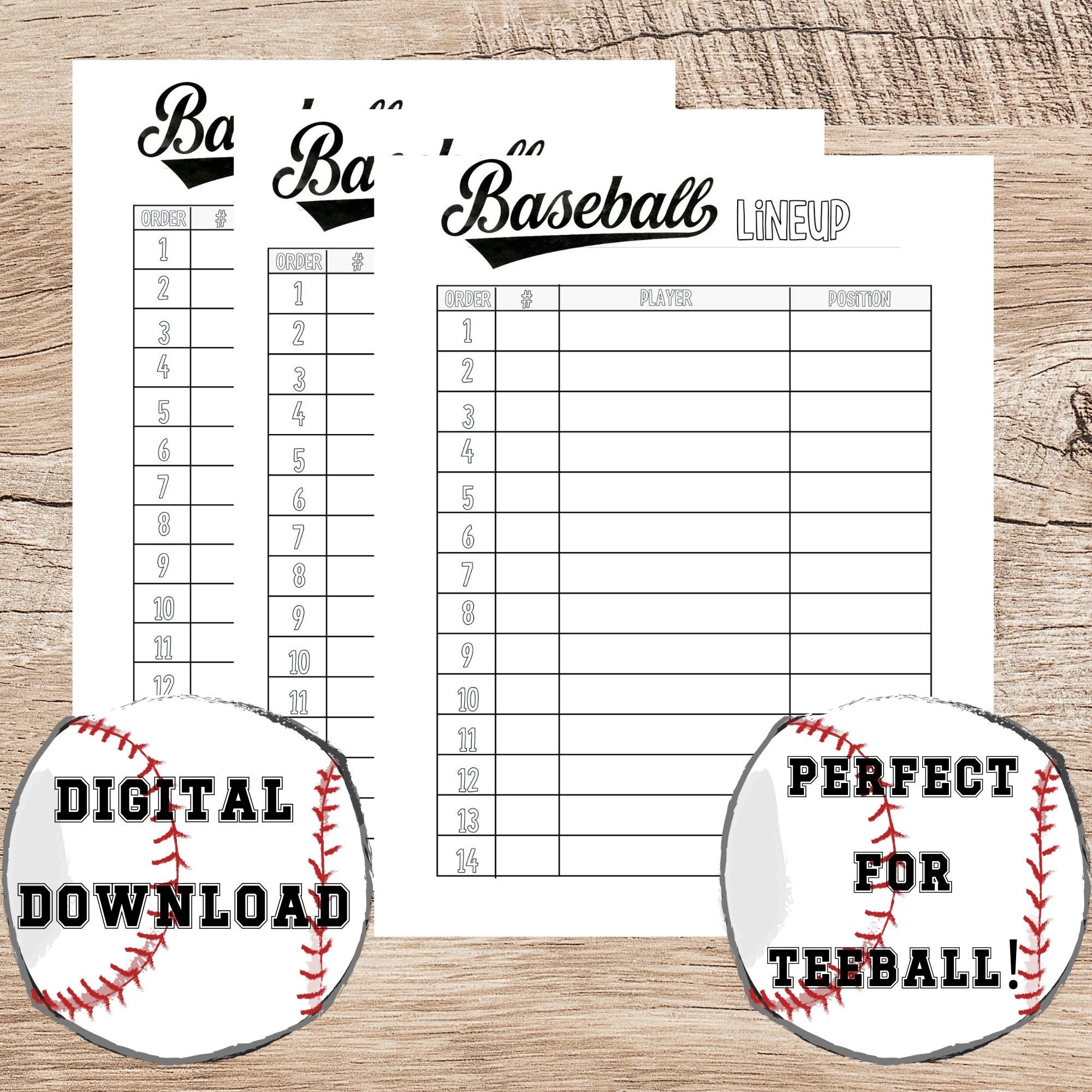 Baseball Roster For Team Team Organizer tee Ball Roster fourteen Player List batting Lineup baseball Dugout List Etsy