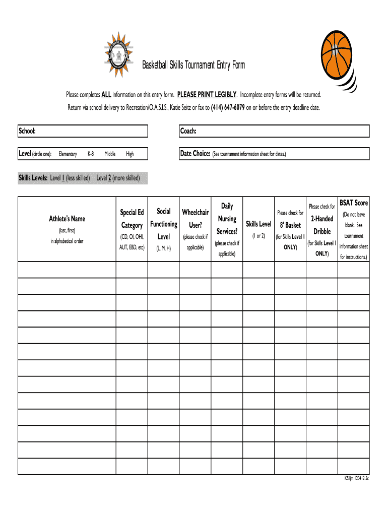 Free Printable Basketball Registration Form