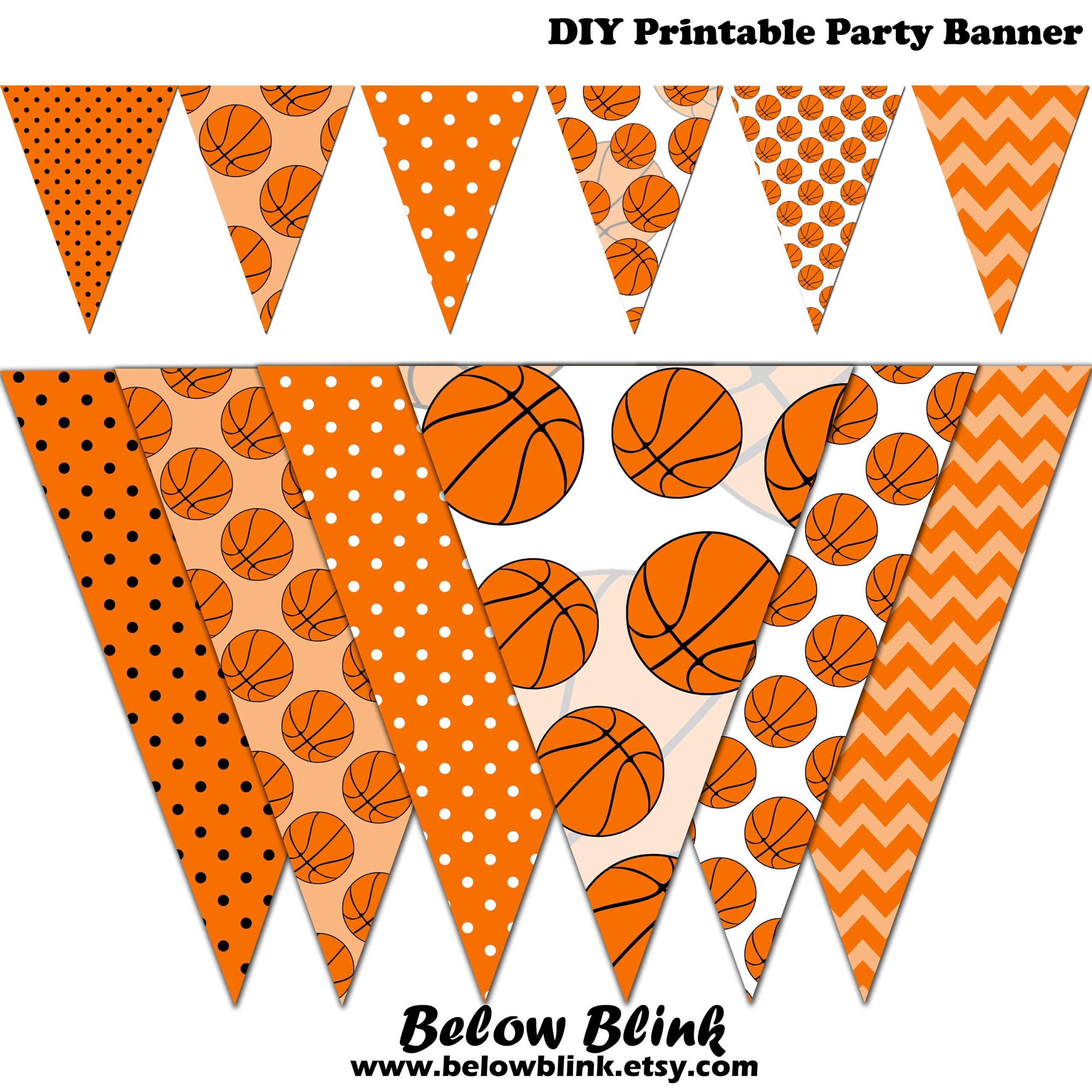 Basketball Banner Baby Shower Printable Banner Basketball Party Pennant Banner Birthday Photography Instant Download DP439 Etsy