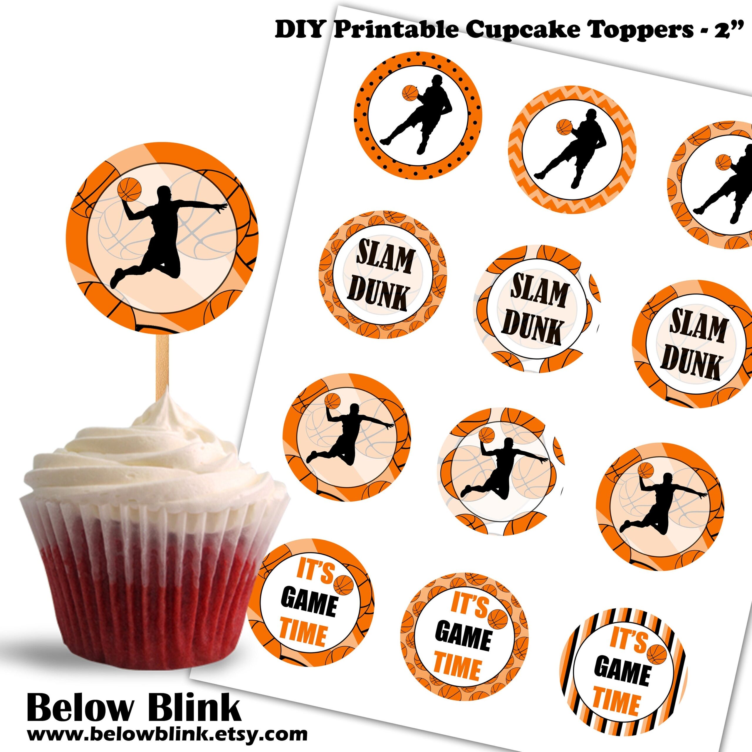 Basketball Cupcake Toppers Birthday Printable Cupcake Toppers Basketball Theme Party Decorations Instant Download DP441 Etsy