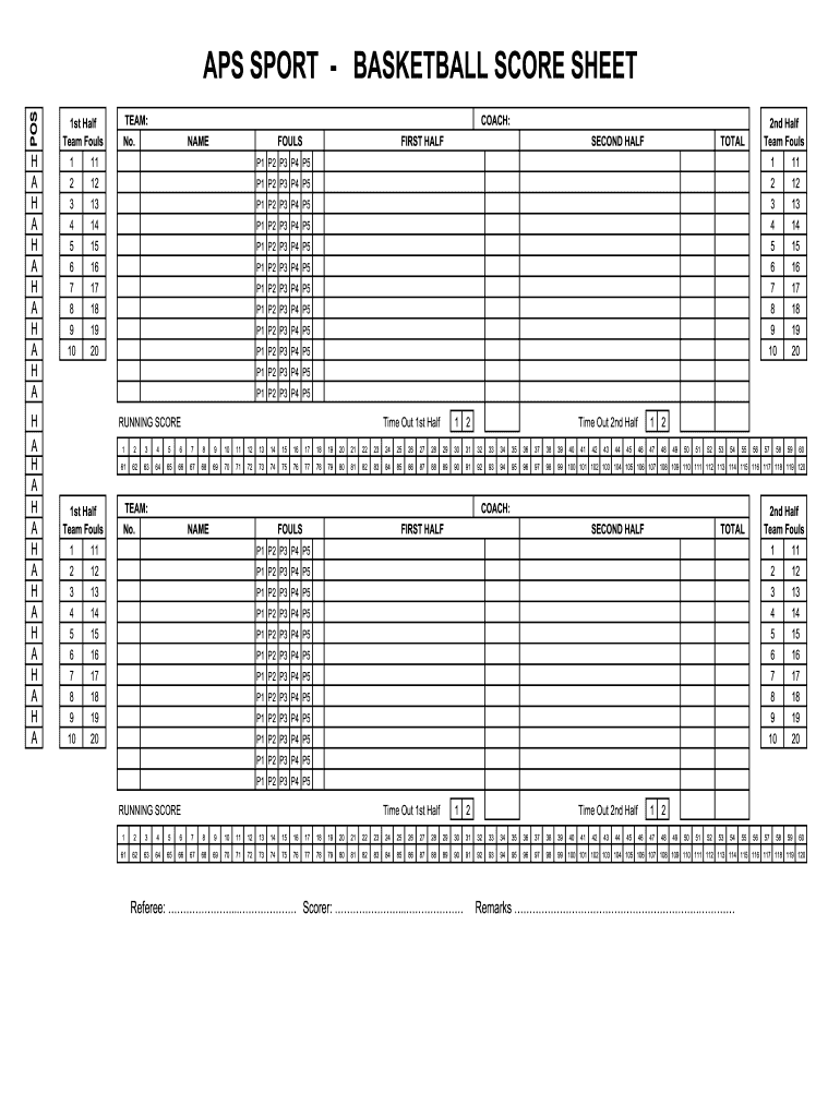 Basketball Scoresheet Fill Online Printable Fillable Blank PdfFiller