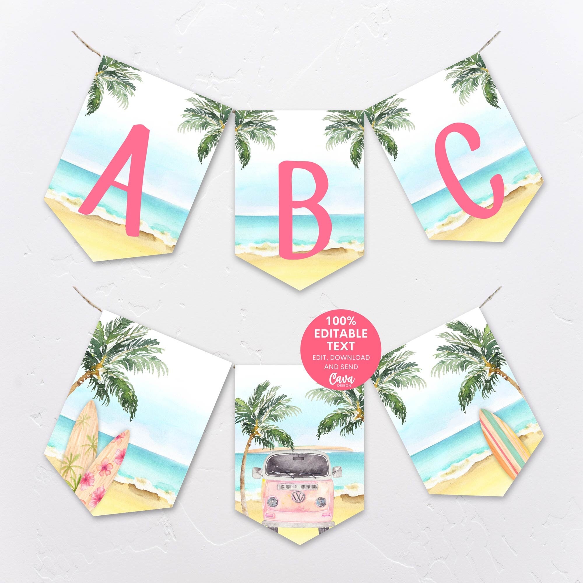 Beach Party Banner Printable Pool Party Bunting Girl Beach Party Decor Banner Summer Party Decor Printable BSG 0293 Etsy