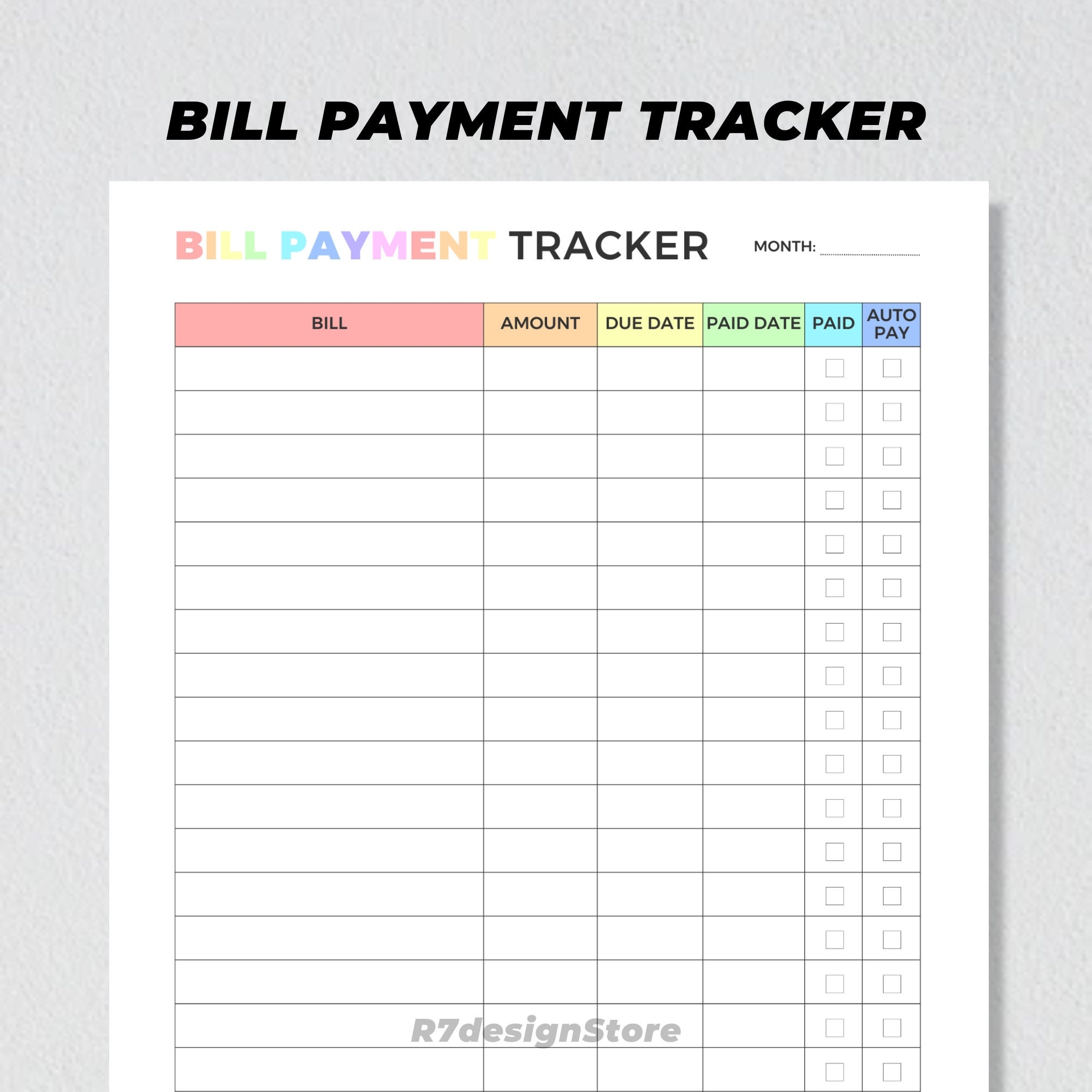 Bill Payment Tracker Printable Monthly Bill Payment Checklist Expense Budget Planner Financial Organizer Template A4 A5 US Letter PDF Etsy