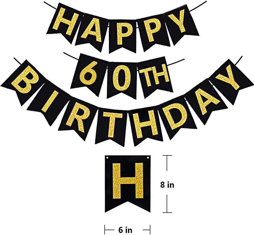 Black Gold Glittery 60th Birthday Banner Decor Kit Sparkling Party Supplies For 60th Anniversary Celebration Buy Now With Express International Delivery GoSupps