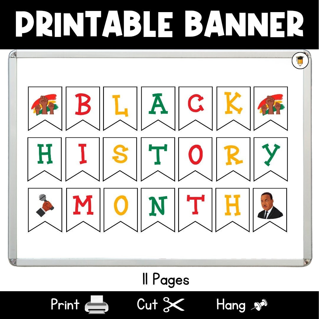Black History Banner Bulletin Board Display Black History Decor African American History Printable Banner Black Lives Matter Etsy