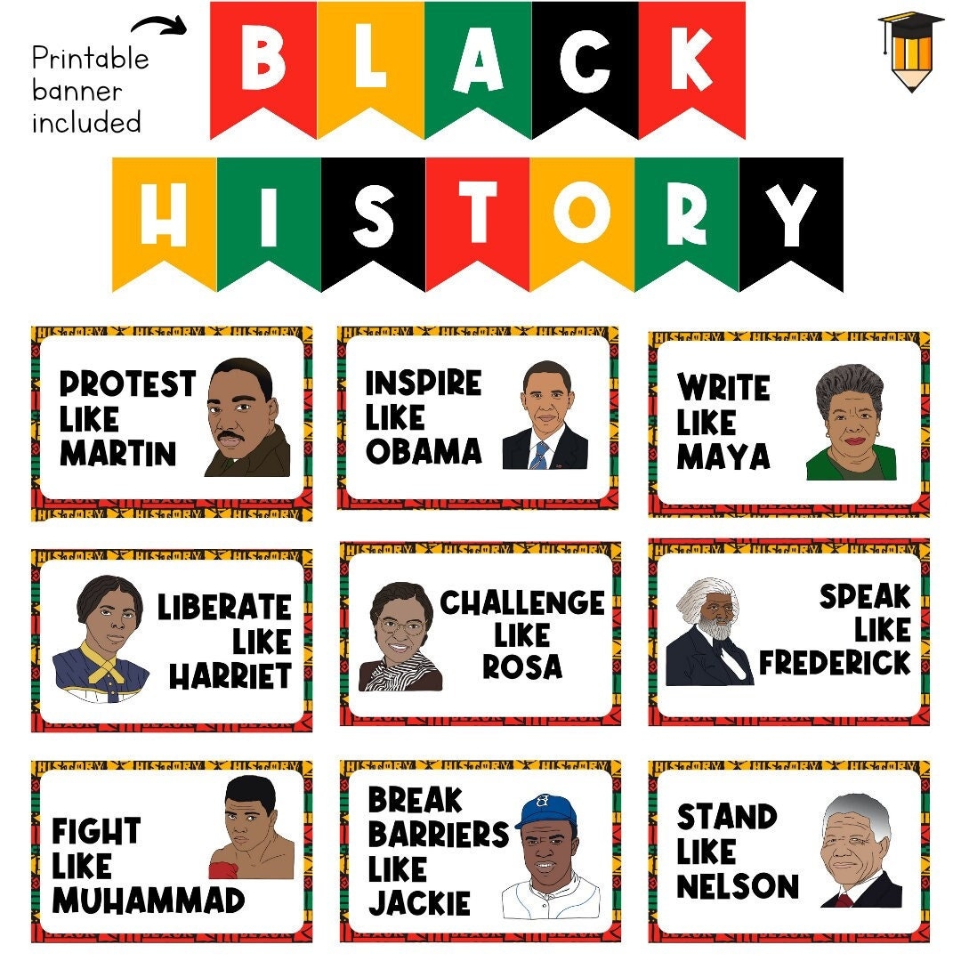 Black History Posters Bulletin Board Display Black History Decor African American History Printable Banner Black Lives Matter Etsy