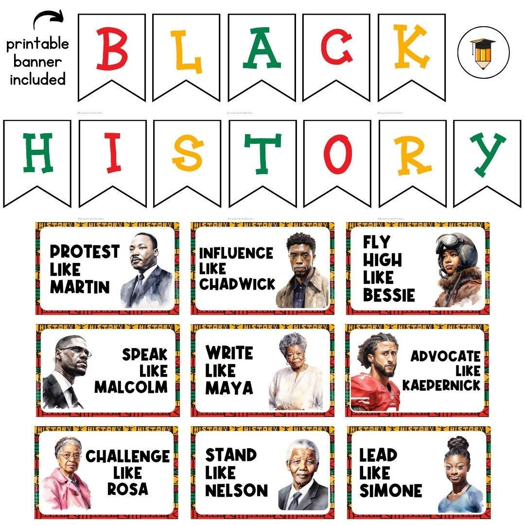 Black History Posters Bulletin Board Display Black History Decor African American History Printable Banner Black Lives Matter 