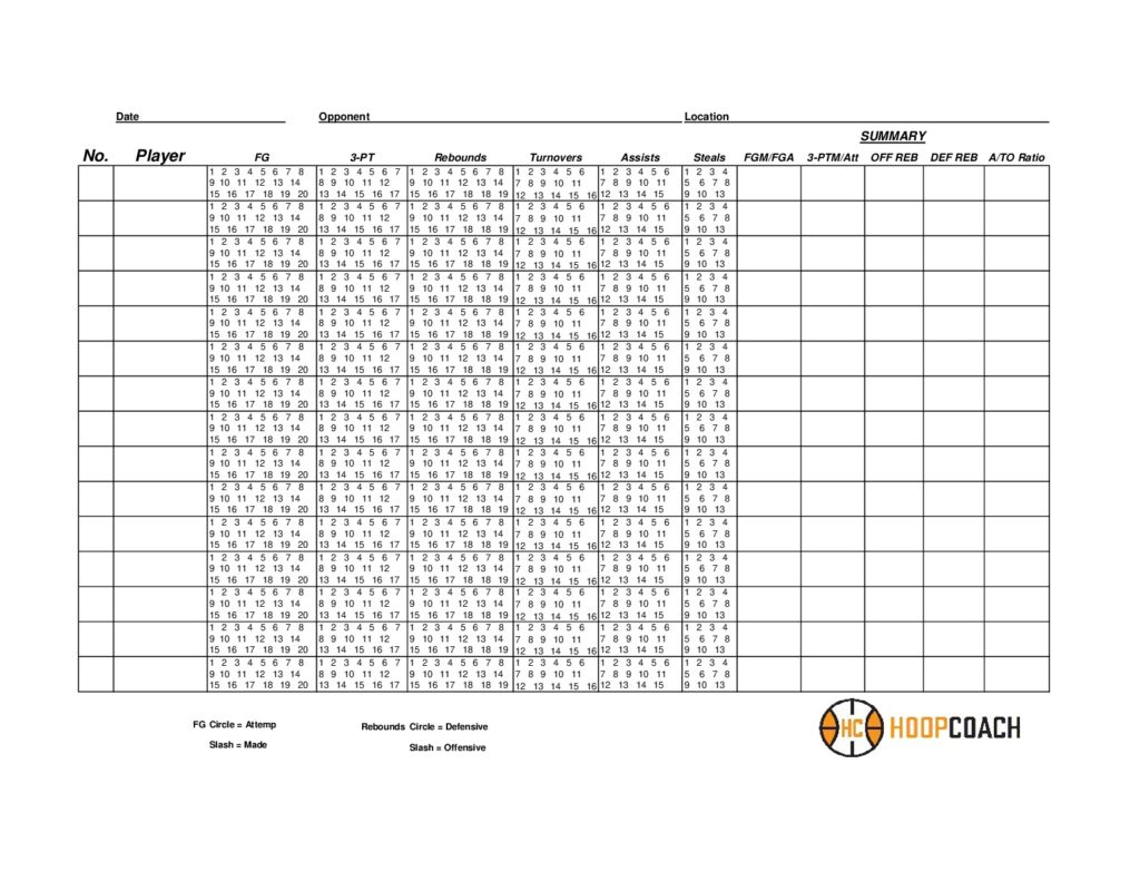 Stat Recording Tablet Basketball Basketball Stat Sheets Printable Free - King Printables