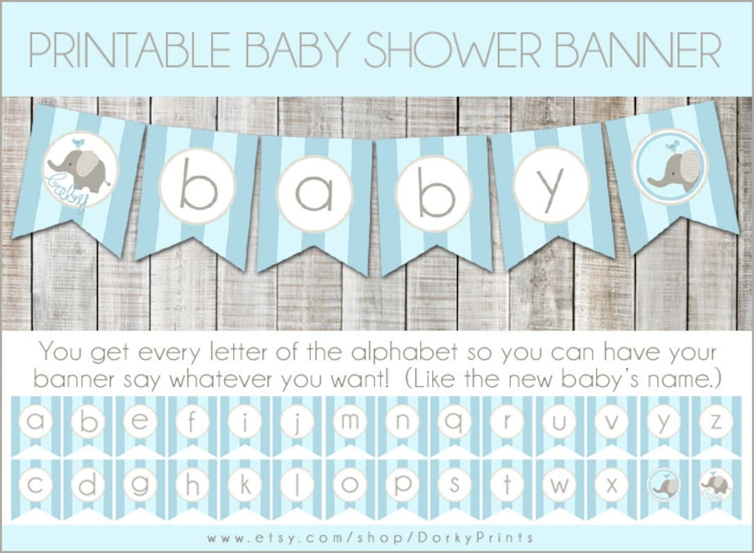 Free Printable Elephant Blue Banners