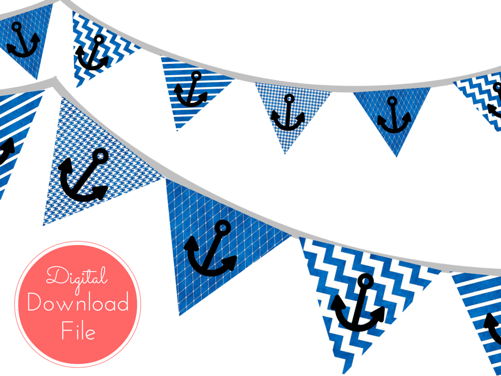 Blue Watercolor Nautical Baby Shower Banner Magical Printable