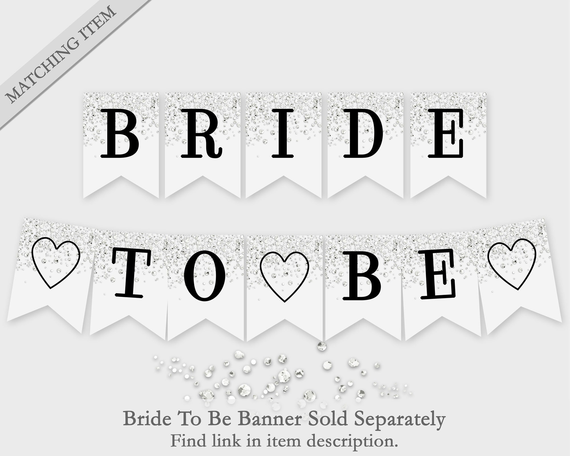 Bride To Be Printable Banner Gold Confetti Glitter Bridal Shower Party Printable Digital File DIY Print Instant Download 4CG Etsy