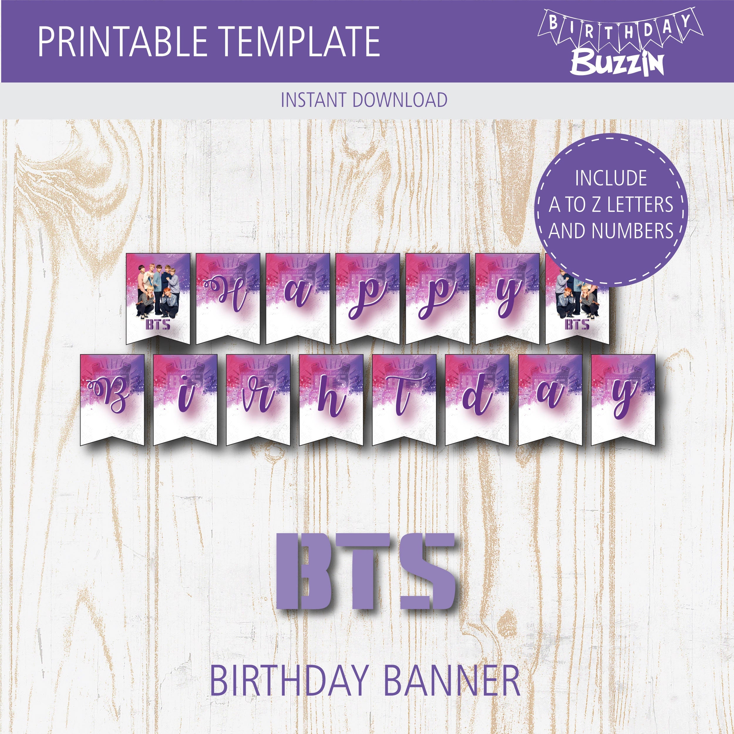 Bts Happy Birthday Banner Printable Pdf