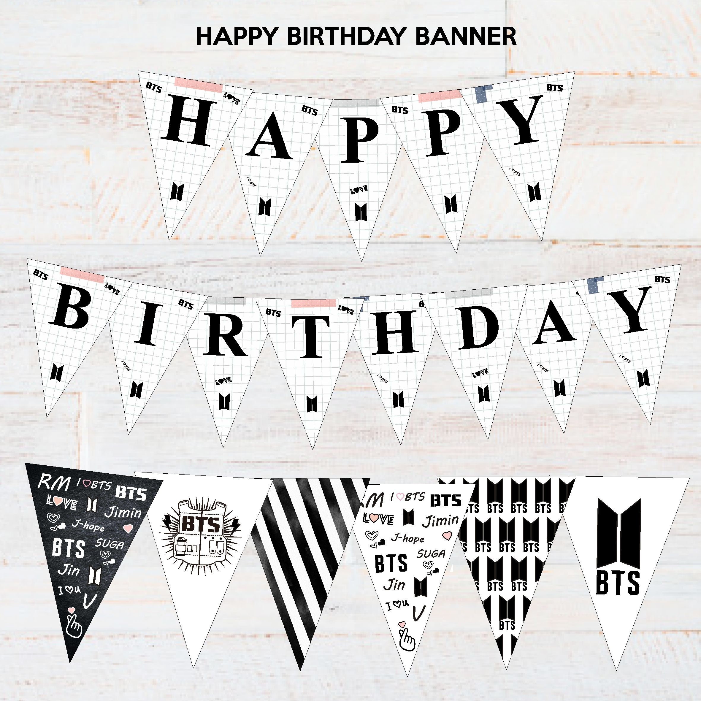 BTS Birthday Party Decorations Digital Printable Kit Pack School Army Etsy